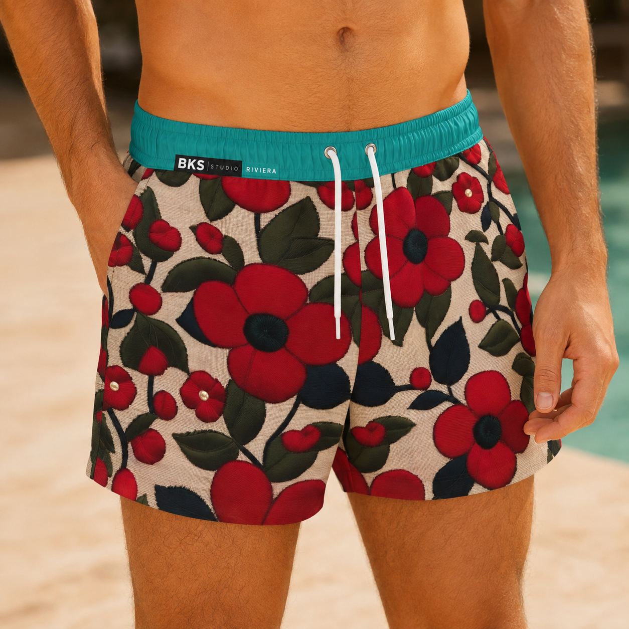 BKS Riviera Floral Poppy™ Swim Trunks