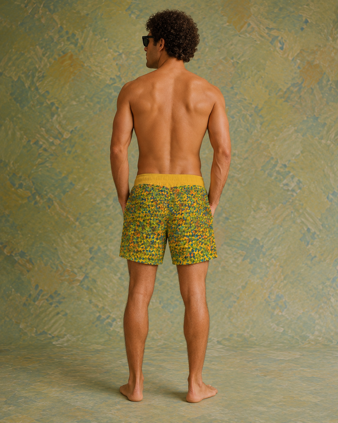 BKS Glyph Yellow Mosaic™ Swim Trunks