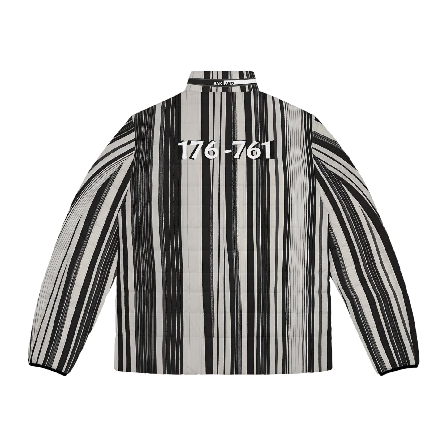 Striped Black & White Puffer Jacket — '176-761' Quilted Coat Printify bakabo.club