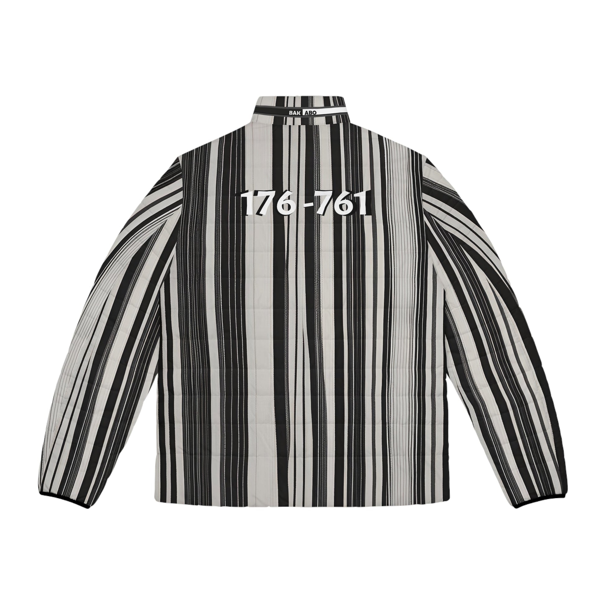 Striped Black & White Puffer Jacket — '176-761' Quilted Coat Printify bakabo.club