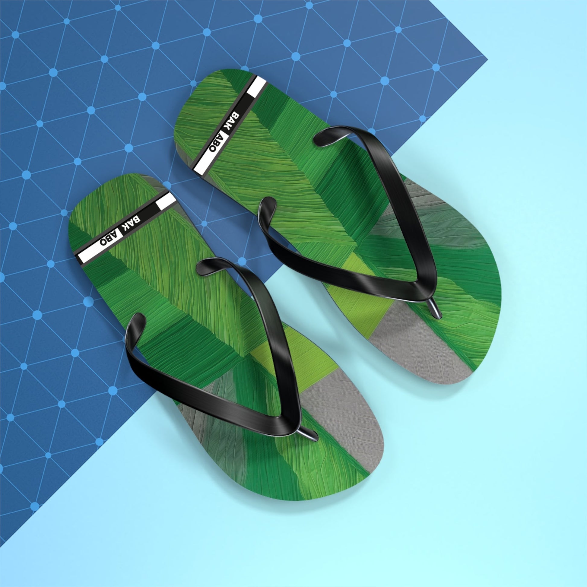 Tropical Green Brushstroke Flip Flops — Palm Leaf Beach Sandals Printify bakabo.club