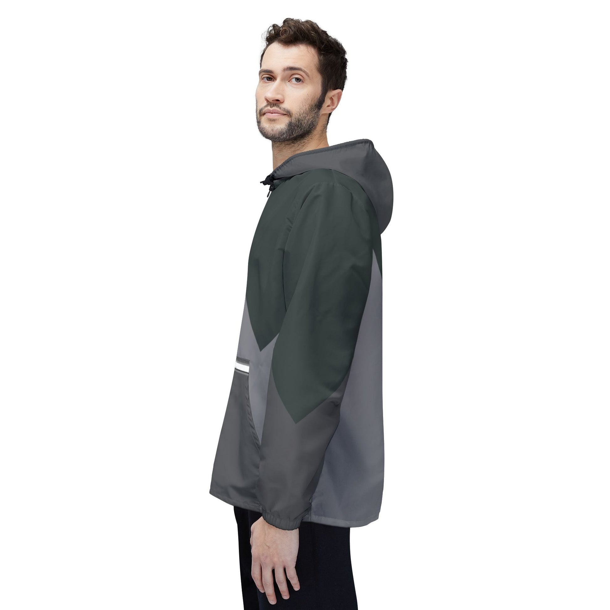 Chevron Colorblock Windbreaker Jacket — Lightweight Hooded Outdoor Shell Printify bakabo.club