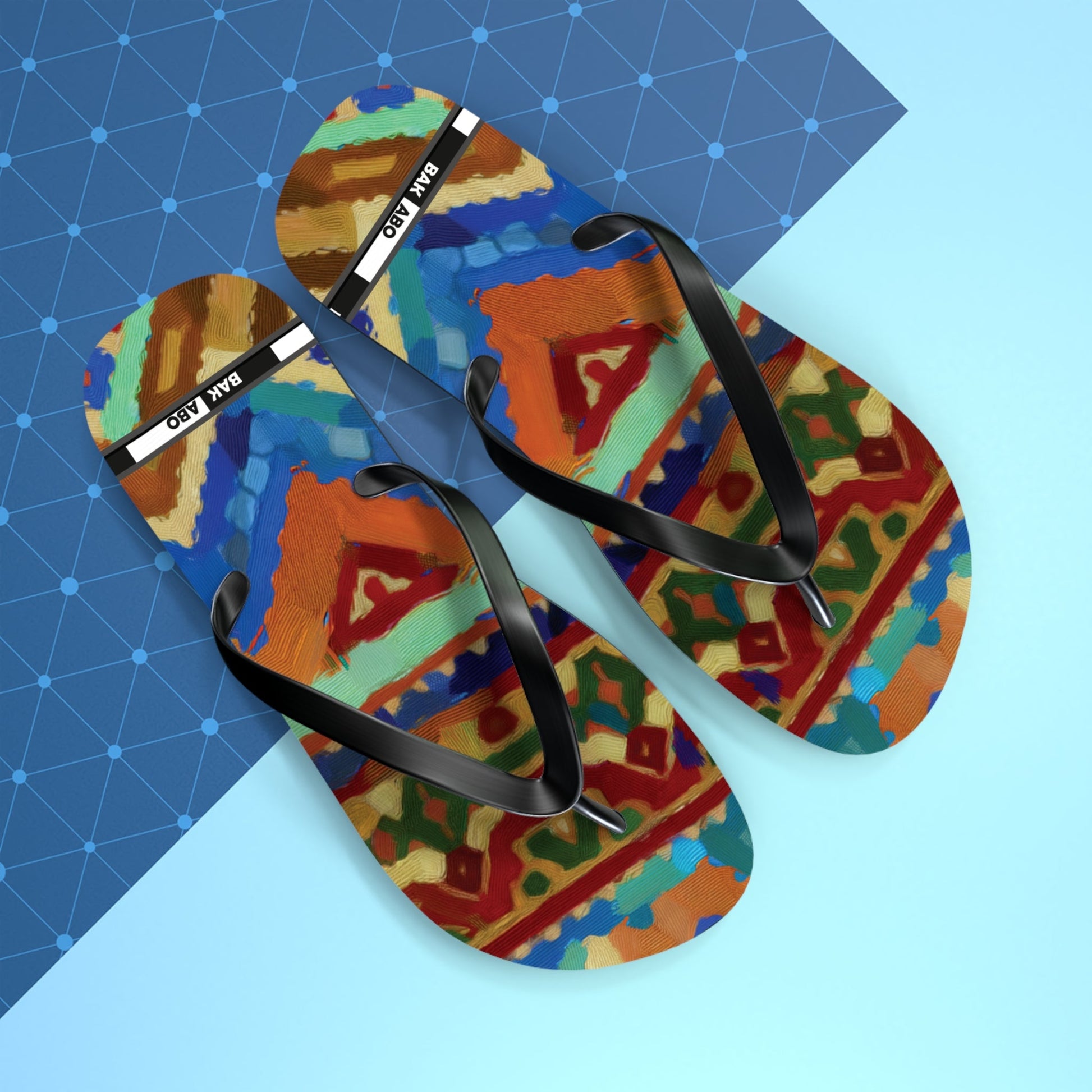 Colorful Tribal Pattern Flip Flops – Bold Aztec-Inspired Beach Sandals Printify bakabo.club