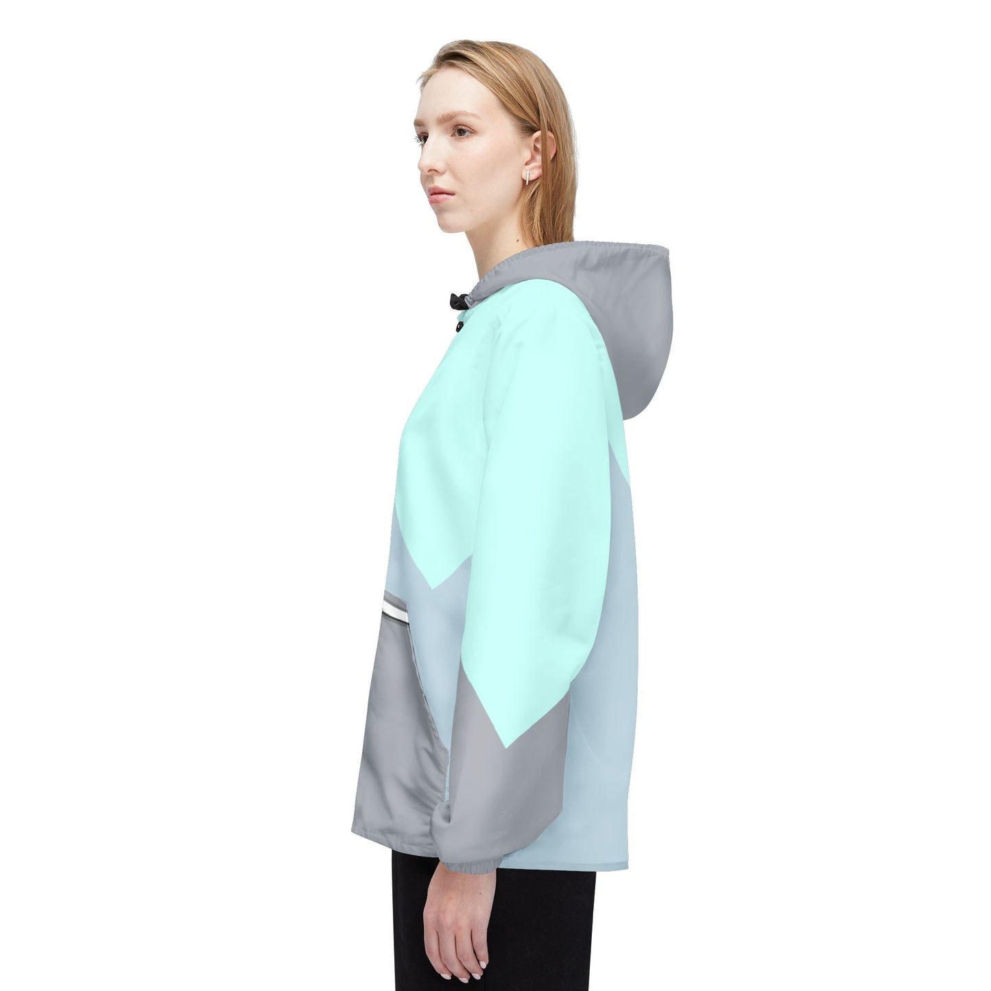 Colorblock Chevron Windbreaker Jacket — Lightweight Hooded Outdoor Shell Printify bakabo.club