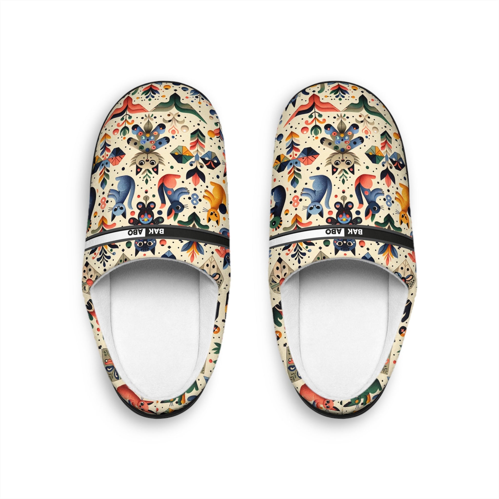 Folk Floral Women's Indoor Slippers — Cozy Patterned House Shoes BakAbo Studio BKS bakabo.club