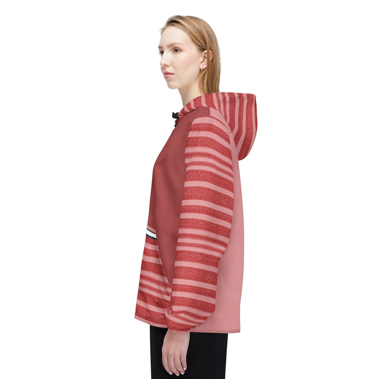 Striped Red Windbreaker Jacket — Lightweight Hooded Zip-Up Printify bakabo.club