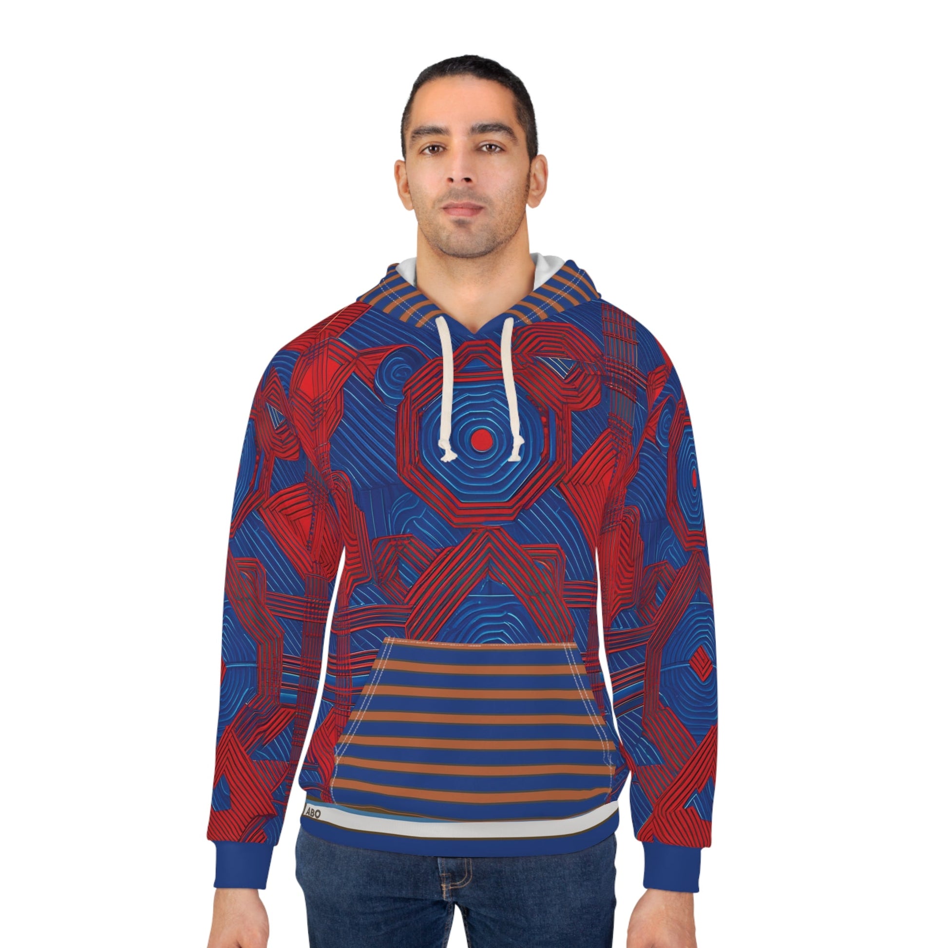 Bold Geometric Red & Blue All-Over Print Hoodie Printify bakabo.club