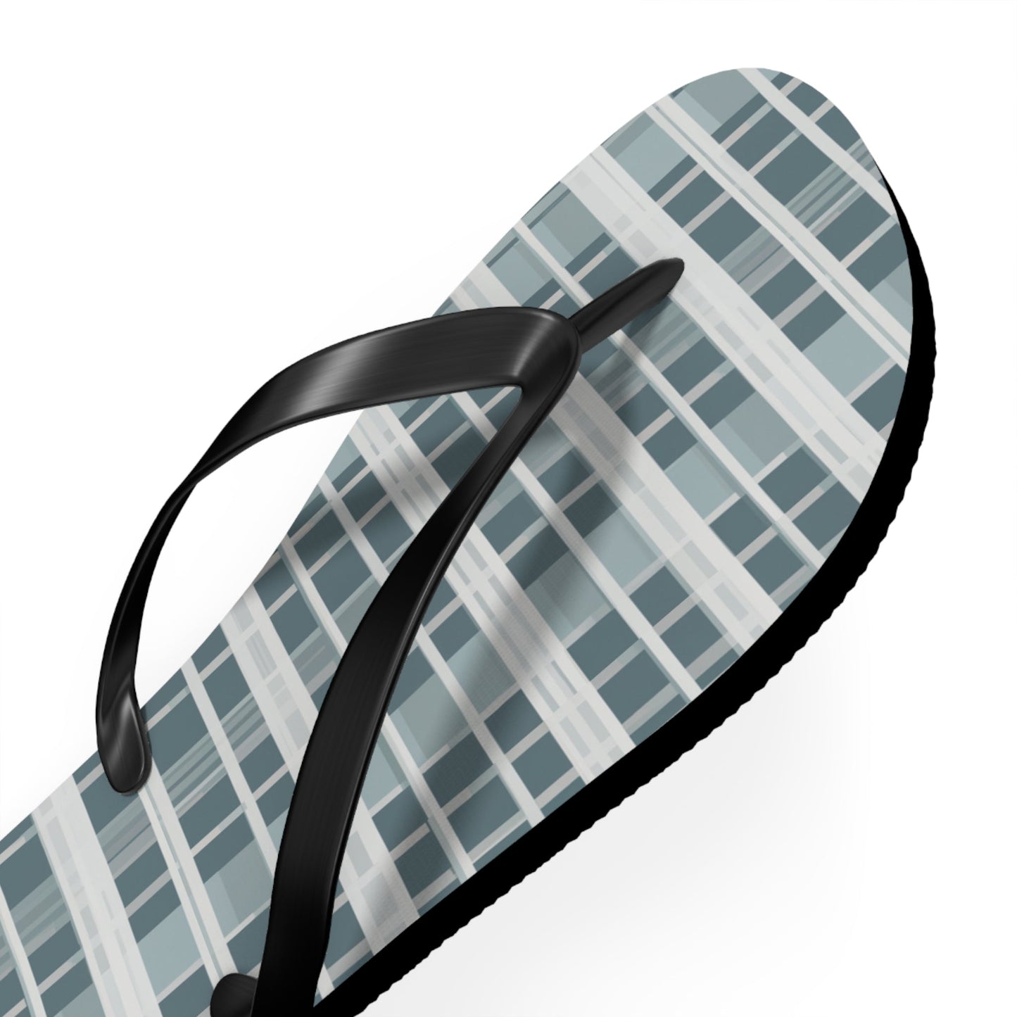 Plaid Pattern Flip Flops — Casual Gray Beach Sandals Printify bakabo.club