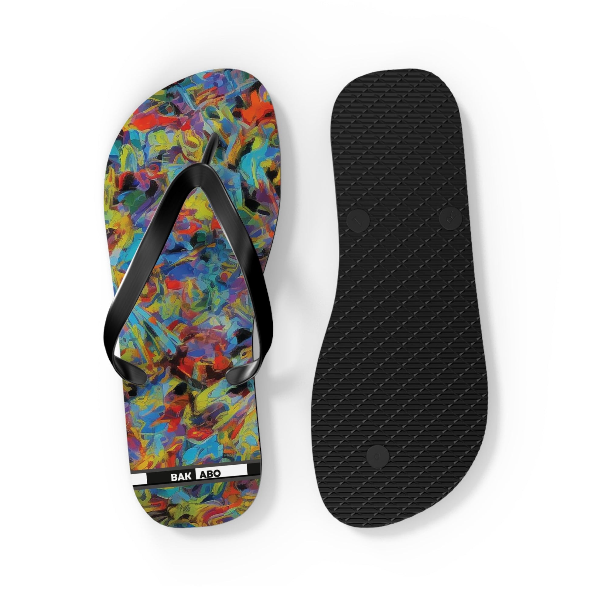 Color Splash Flip Flops — Vibrant Abstract Summer Sandals Printify bakabo.club