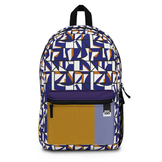 Geometric Blue & Gold Pattern Backpack — Modern Abstract School Bag Printify bakabo.club