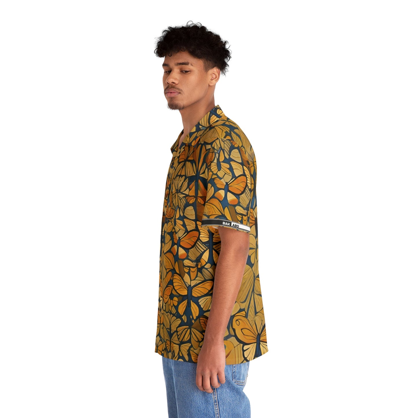 Butterfly Breeze Hawaiian Shirt — Golden Monarch Floral Camp Shirt Printify bakabo.club