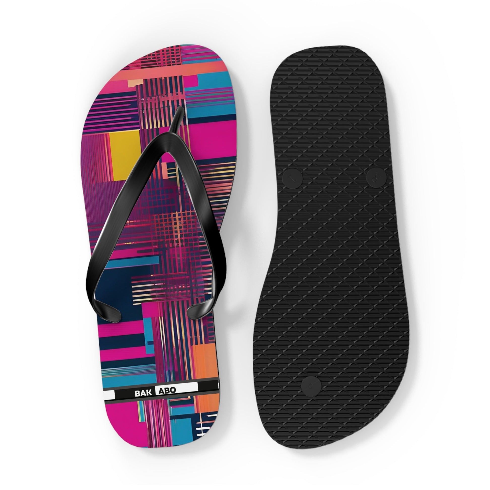 Flip Flops — Vibrant Geometric Pattern Beach Sandals Printify bakabo.club