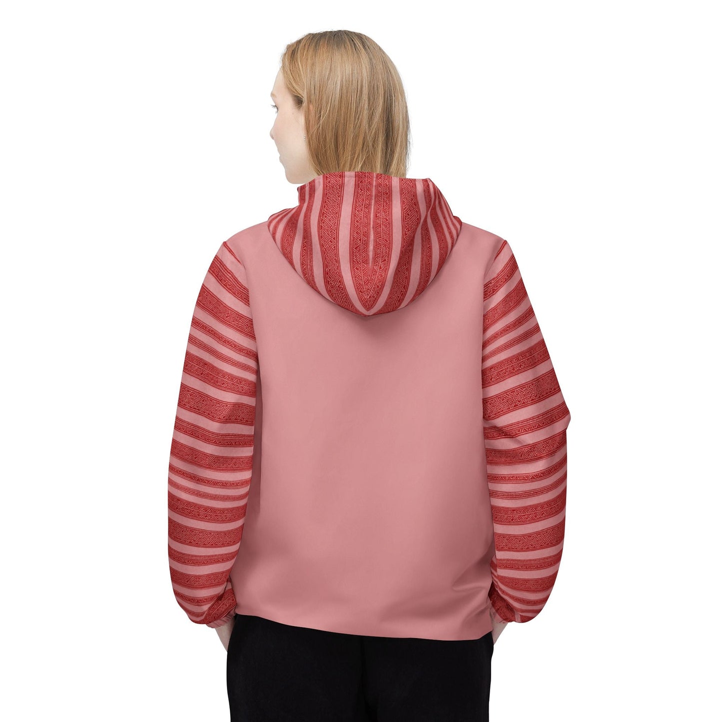 Striped Red Windbreaker Jacket — Lightweight Hooded Zip-Up Printify bakabo.club