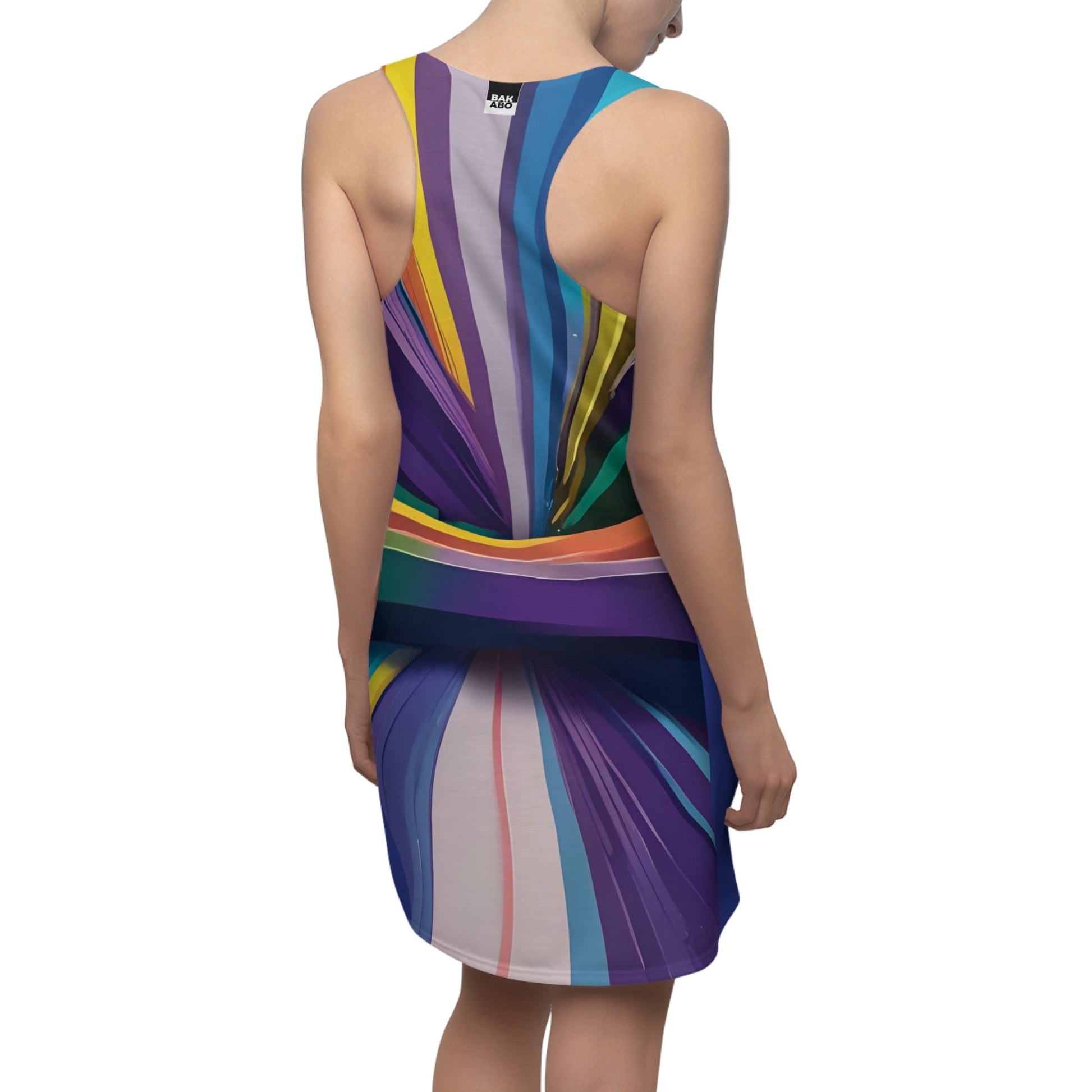 Abstract Rainbow Racerback Dress — Vibrant All-Over Print Printify bakabo.club
