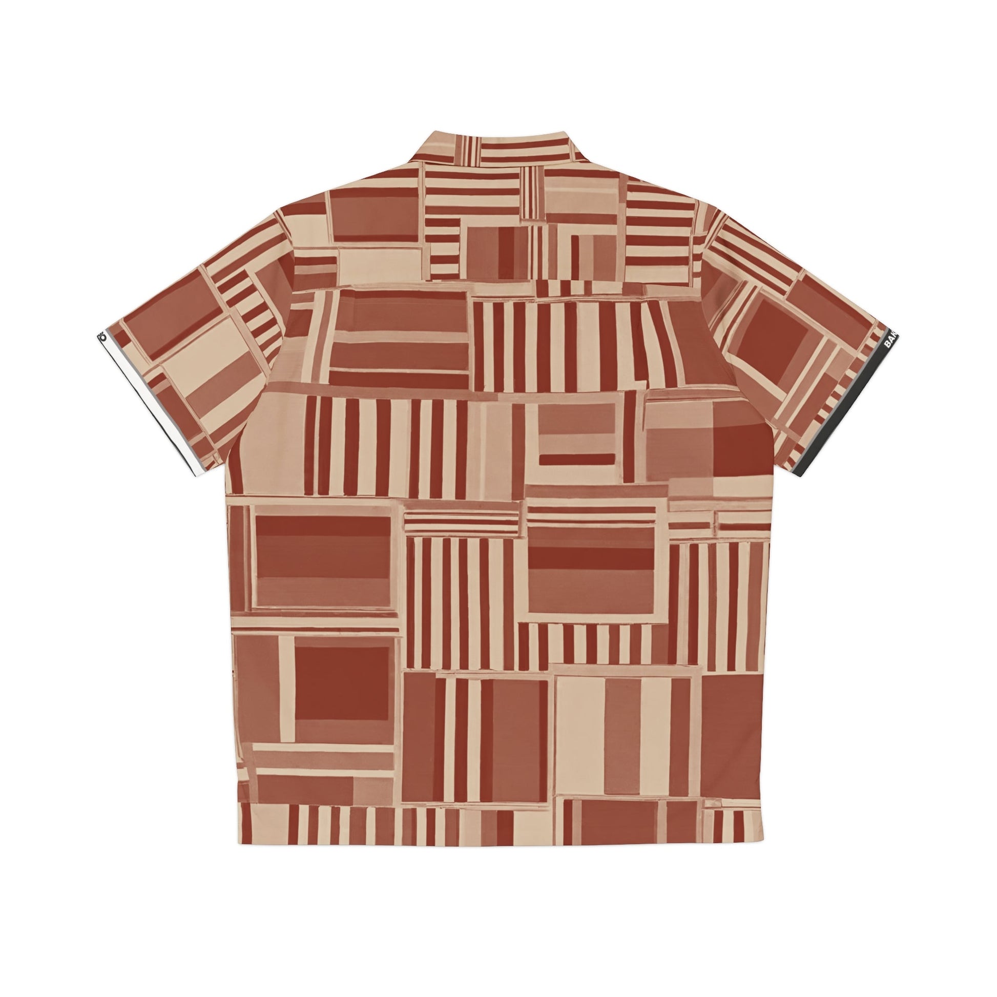 Retro Geometric Hawaiian Shirt — Brown Block Pattern AOP Printify bakabo.club