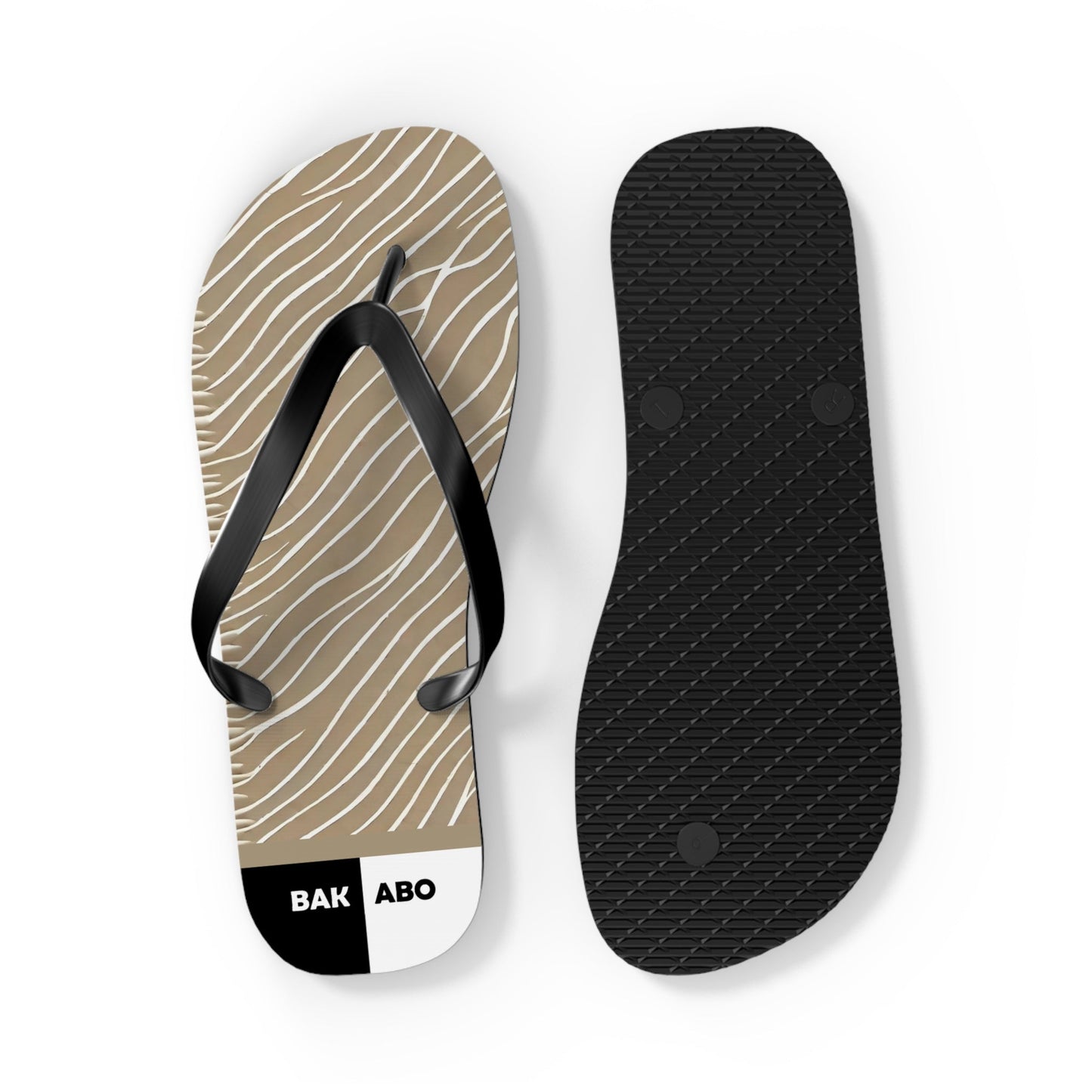 Wavy Sand Stripe Flip Flops — Beach Casual Sandal with Subtle Logo Printify bakabo.club