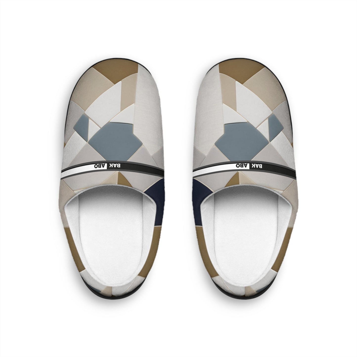 Geometric Neutral Women's Indoor Slippers — Modern Pattern Comfort Printify bakabo.club