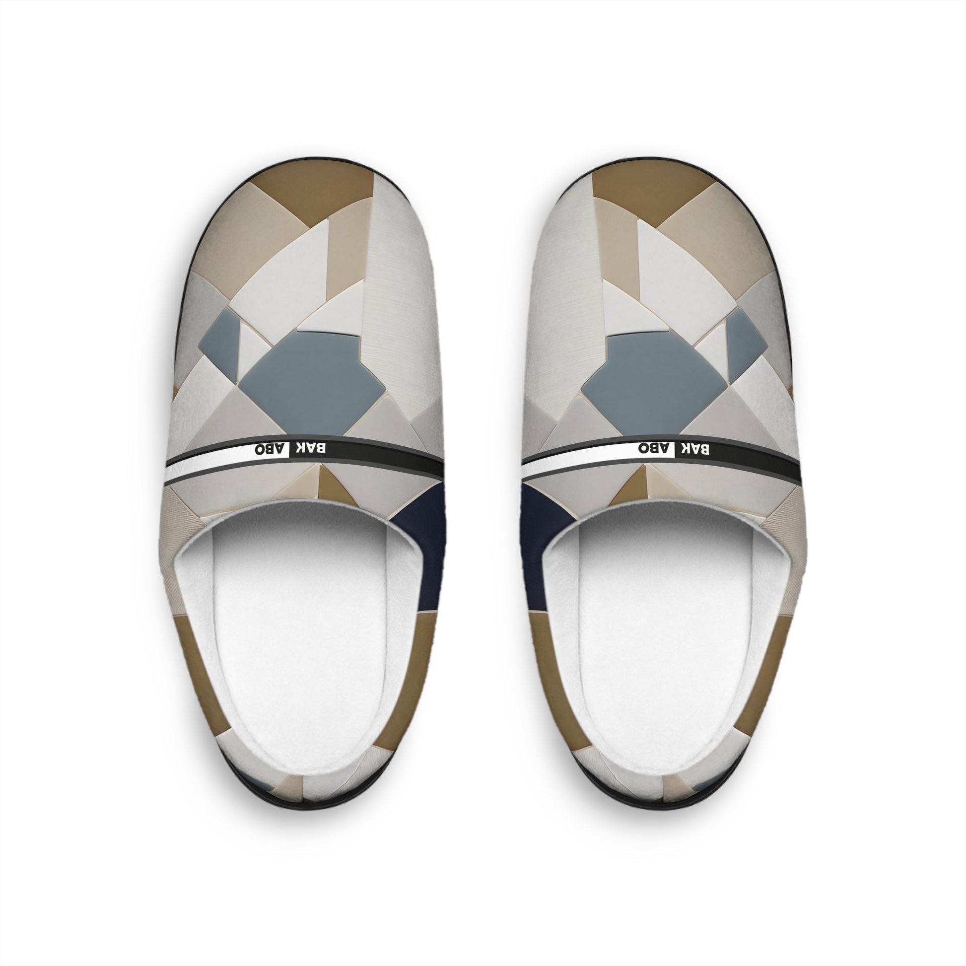 Geometric Neutral Women's Indoor Slippers — Modern Pattern Comfort Printify bakabo.club