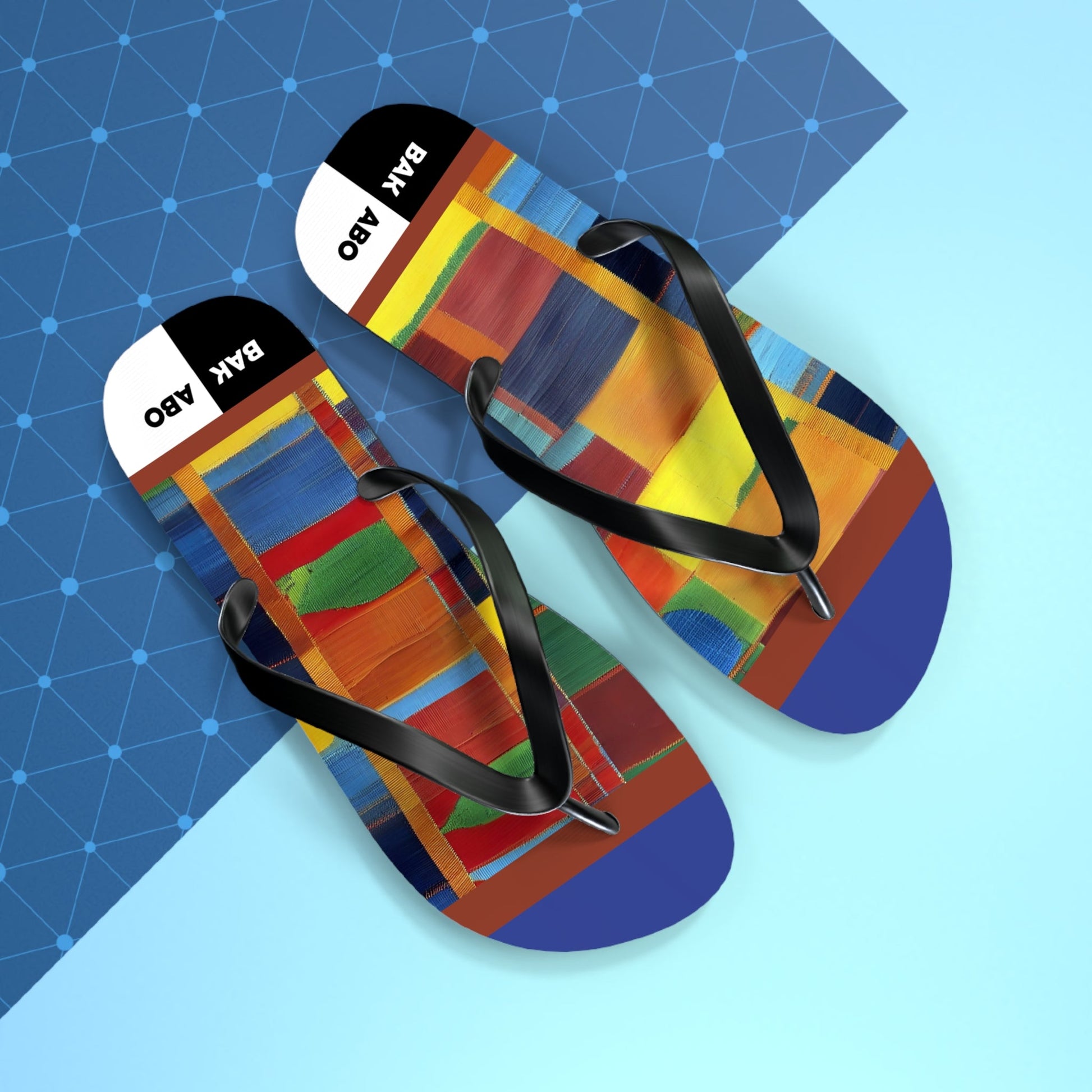 Colorblocked Abstract Flip Flops – Bright Geometric Summer Sandals Printify bakabo.club