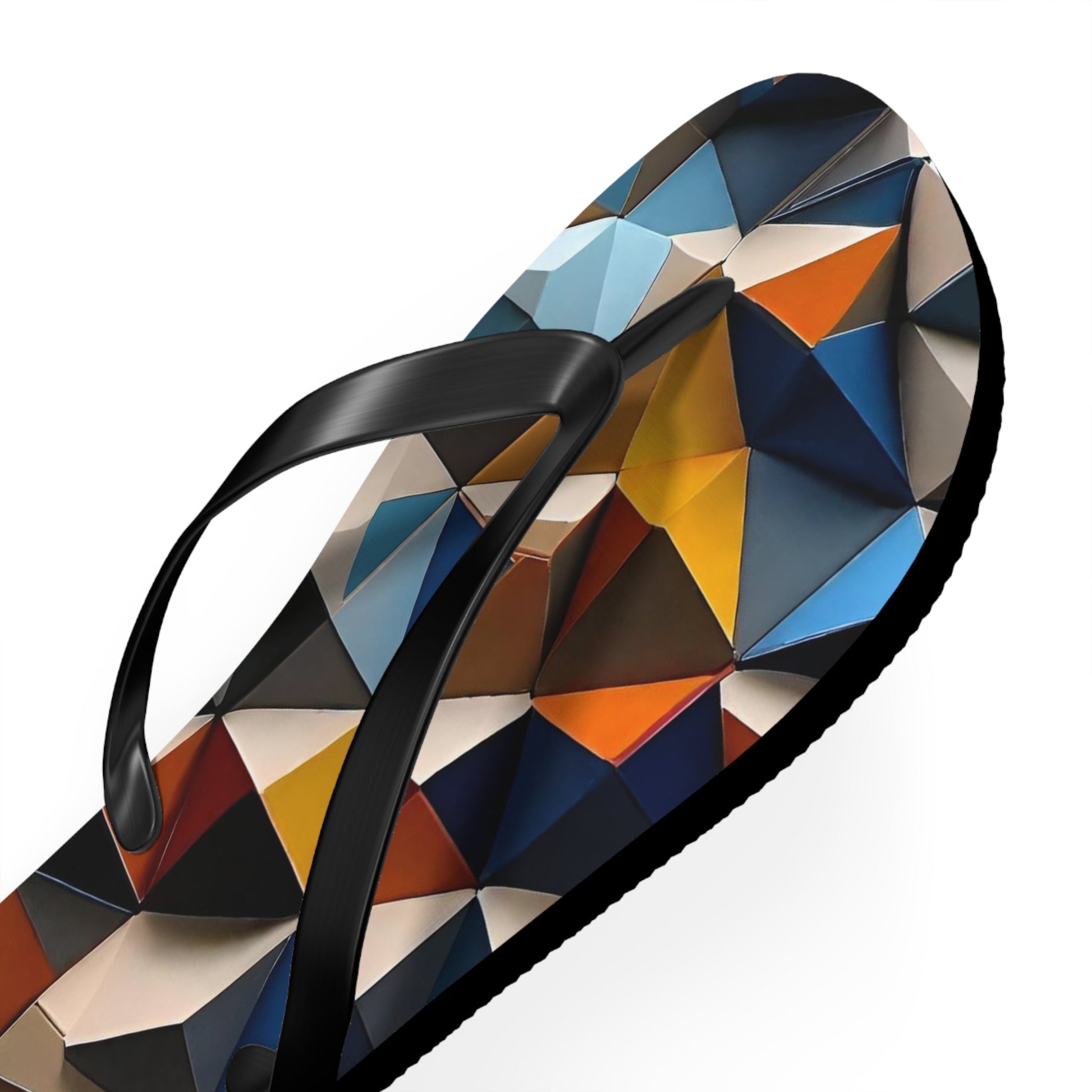 Geometric Mosaic Flip Flops — Modern Triangle Pattern Beach Sandals Printify bakabo.club
