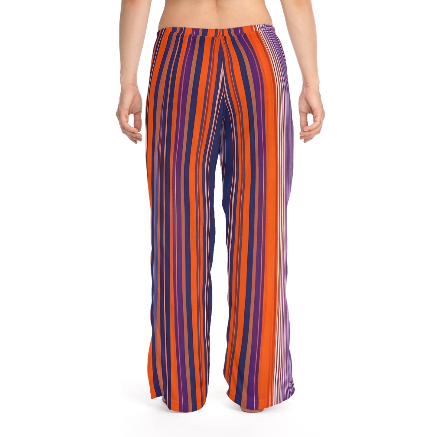 Striped Cozy Pajama Pants — Women's Wide-Leg Lounge Sleepwear Printify bakabo.club