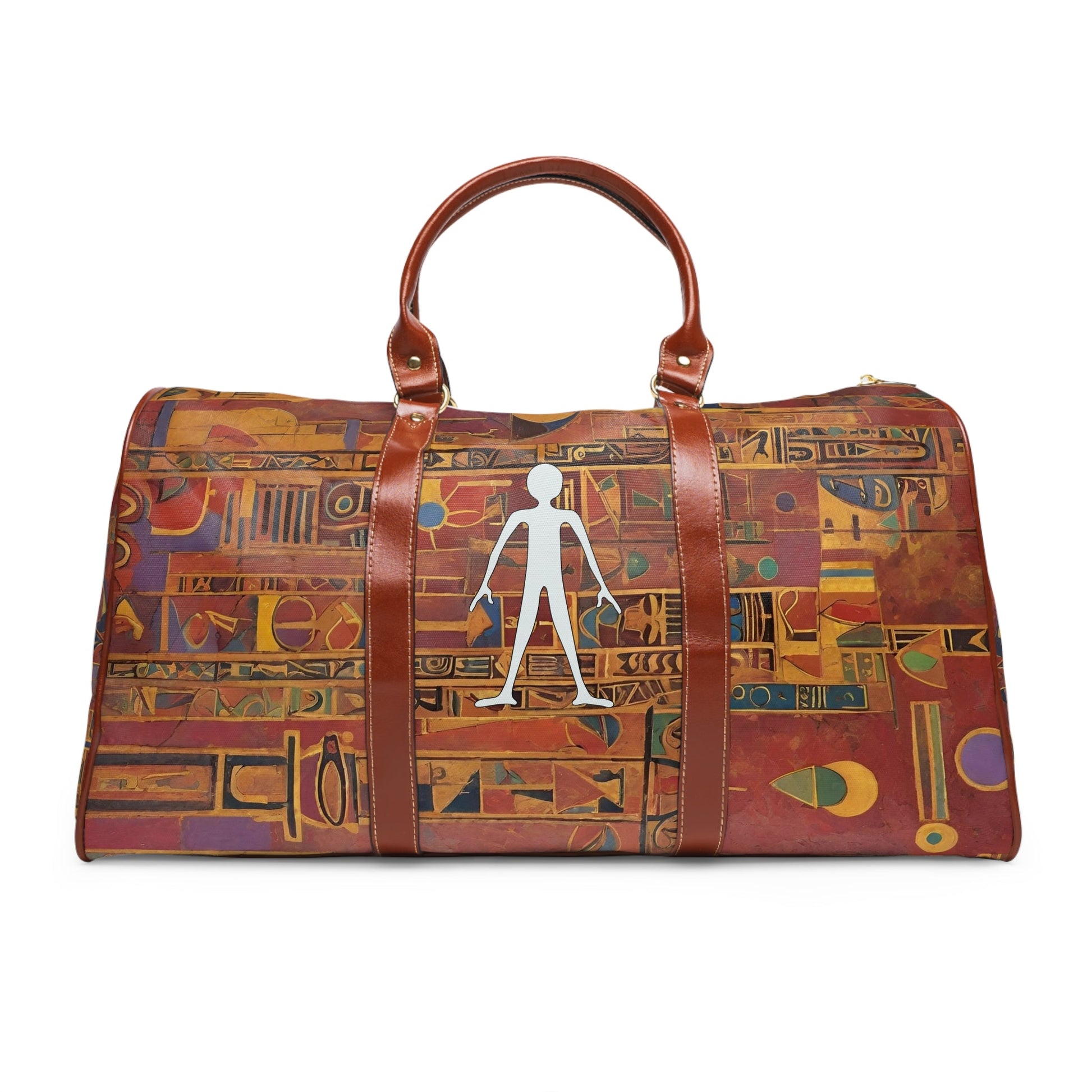 Waterproof Travel Bag — Egyptian Hieroglyphic Pattern Duffle Printify bakabo.club