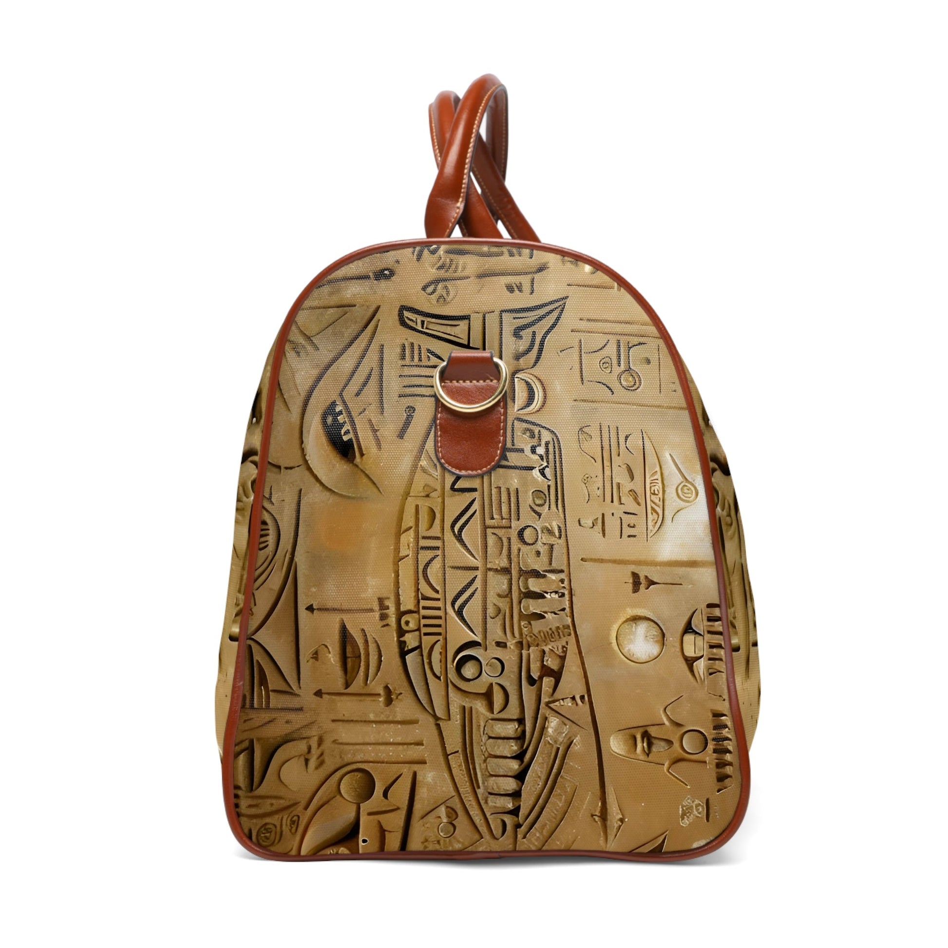 Egyptian Hieroglyph Travel Duffle — Waterproof Weekend Bag with Stick Figure Motif Printify bakabo.club