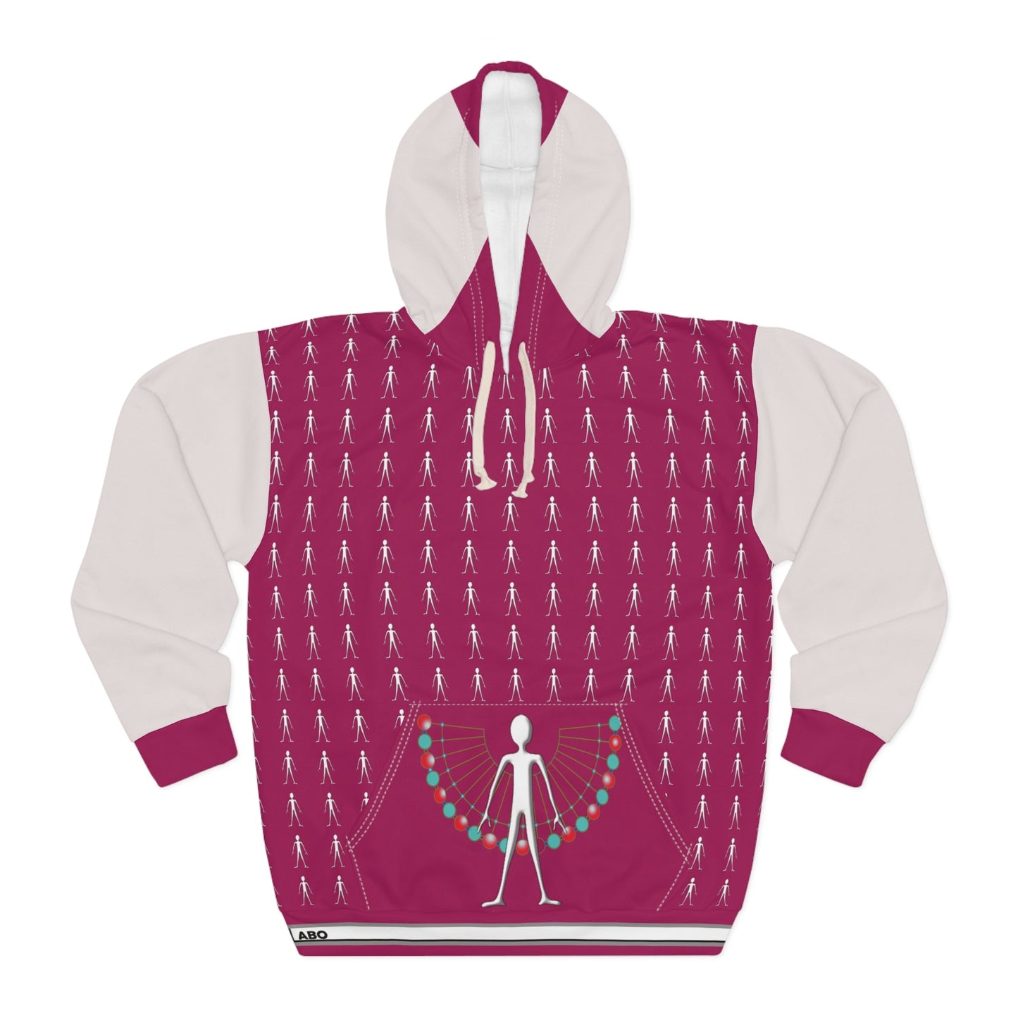 Hoodie - Festive String Lights Stick Figure All-Over Print Pullover Printify bakabo.club