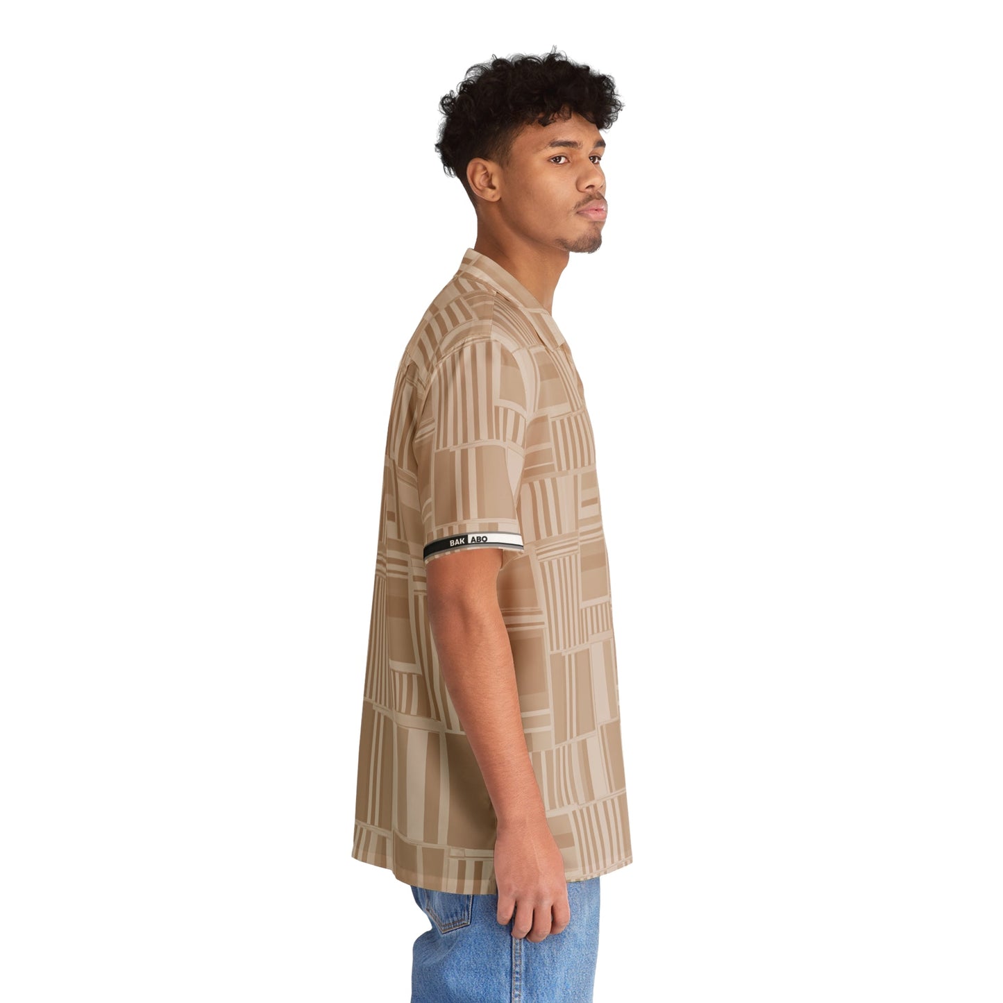Beige Geo Patchwork Hawaiian Shirt Printify bakabo.club
