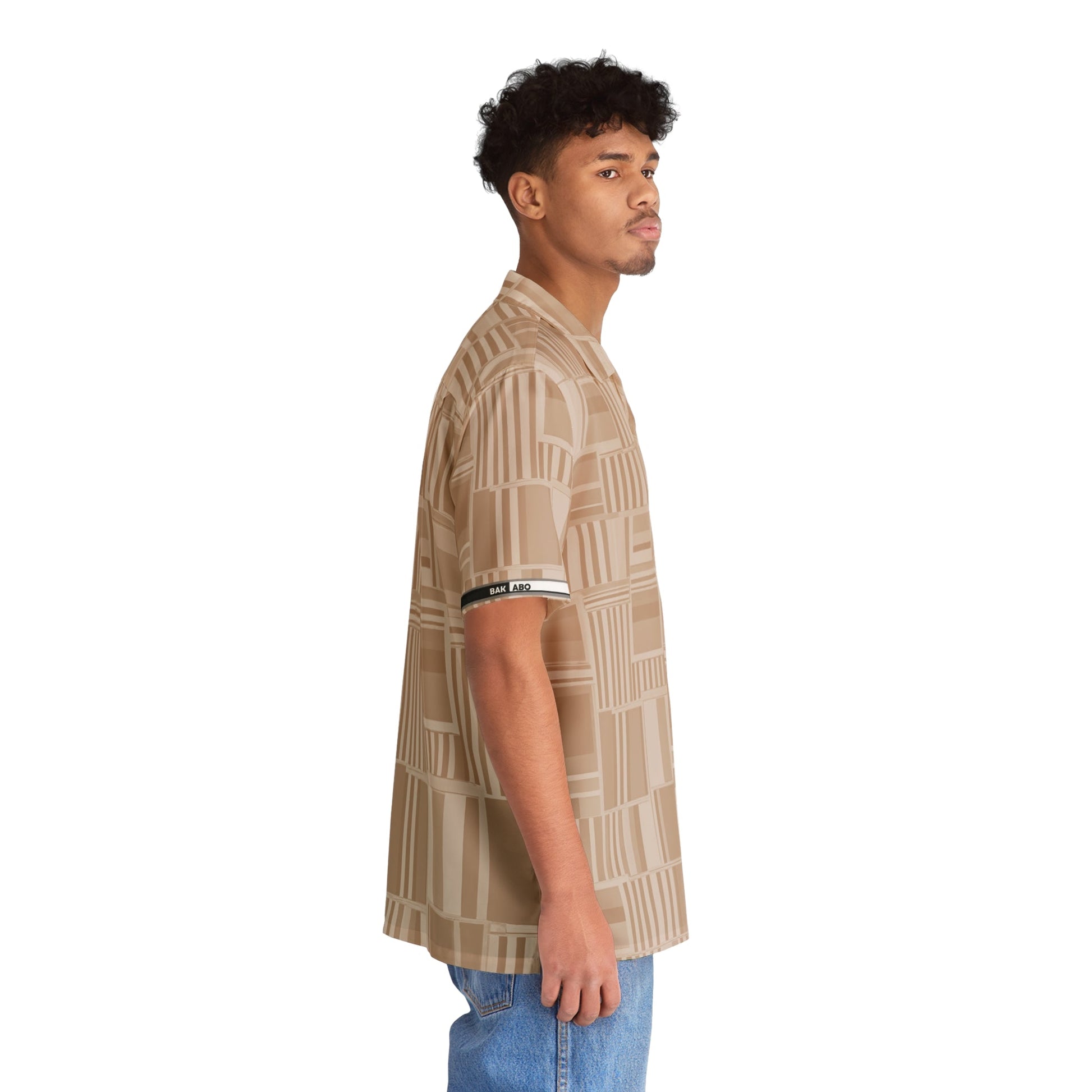 Beige Geo Patchwork Hawaiian Shirt Printify bakabo.club