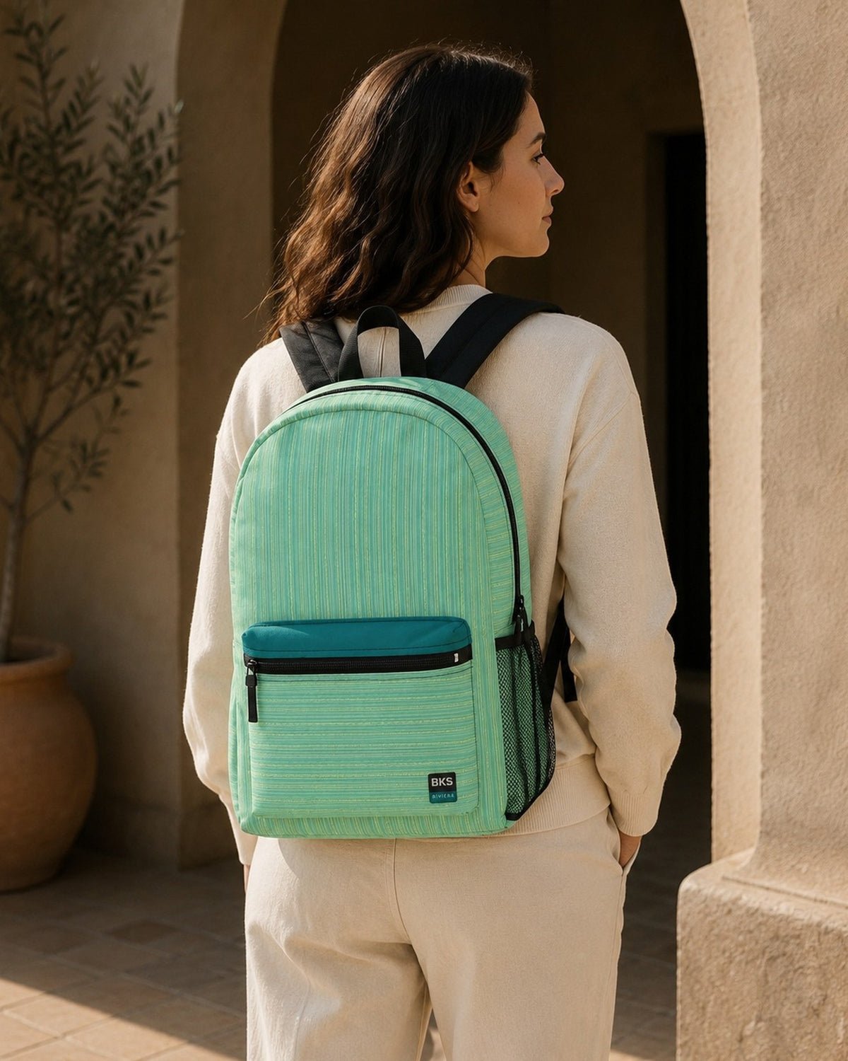 BKS Riviera Trek Backpack — worn