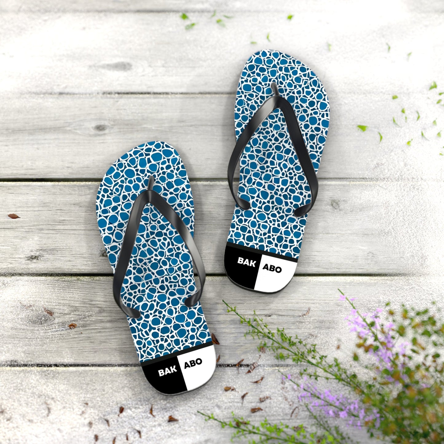 Flip Flops - Blue Mosaic Pattern Beach Sandals Printify bakabo.club