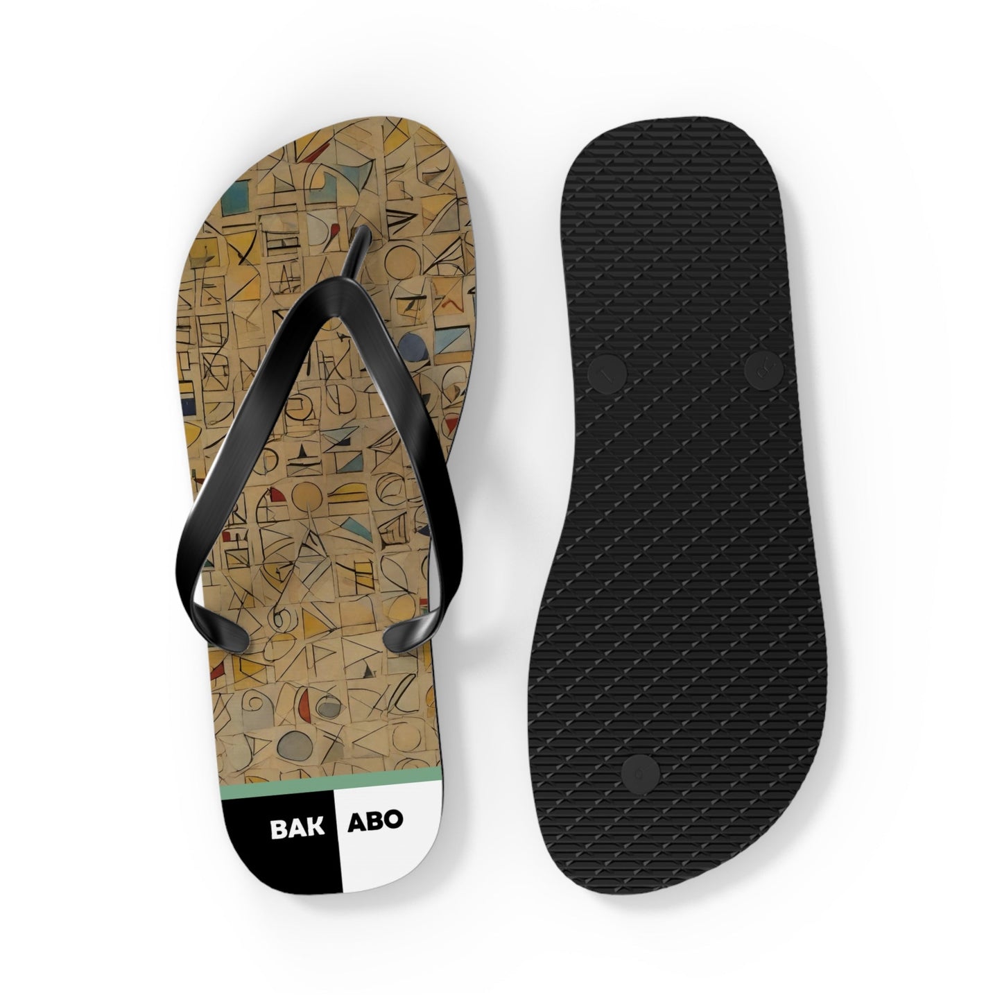 Abstract Geometric Flip Flops — Retro Pattern Beach Sandals Printify bakabo.club