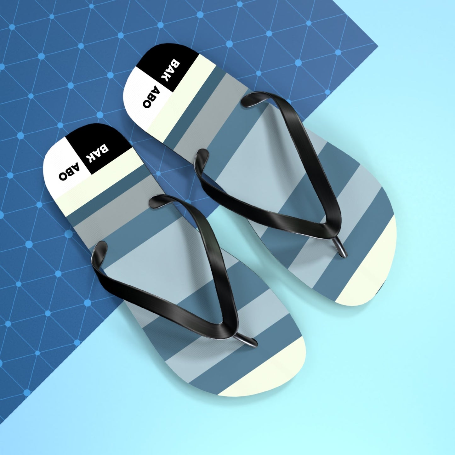 Striped Blue Flip Flops — Casual Beach Sandals with Coastal Ombre Design Printify bakabo.club