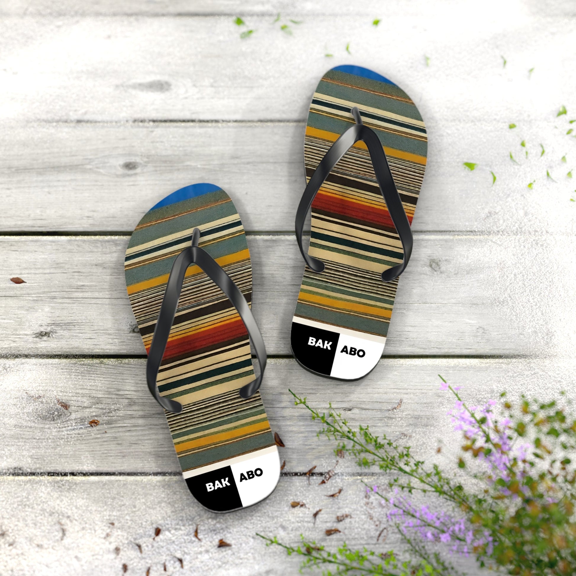 Serape Stripe Flip Flops — Southwestern Pattern Beach Sandals Printify bakabo.club