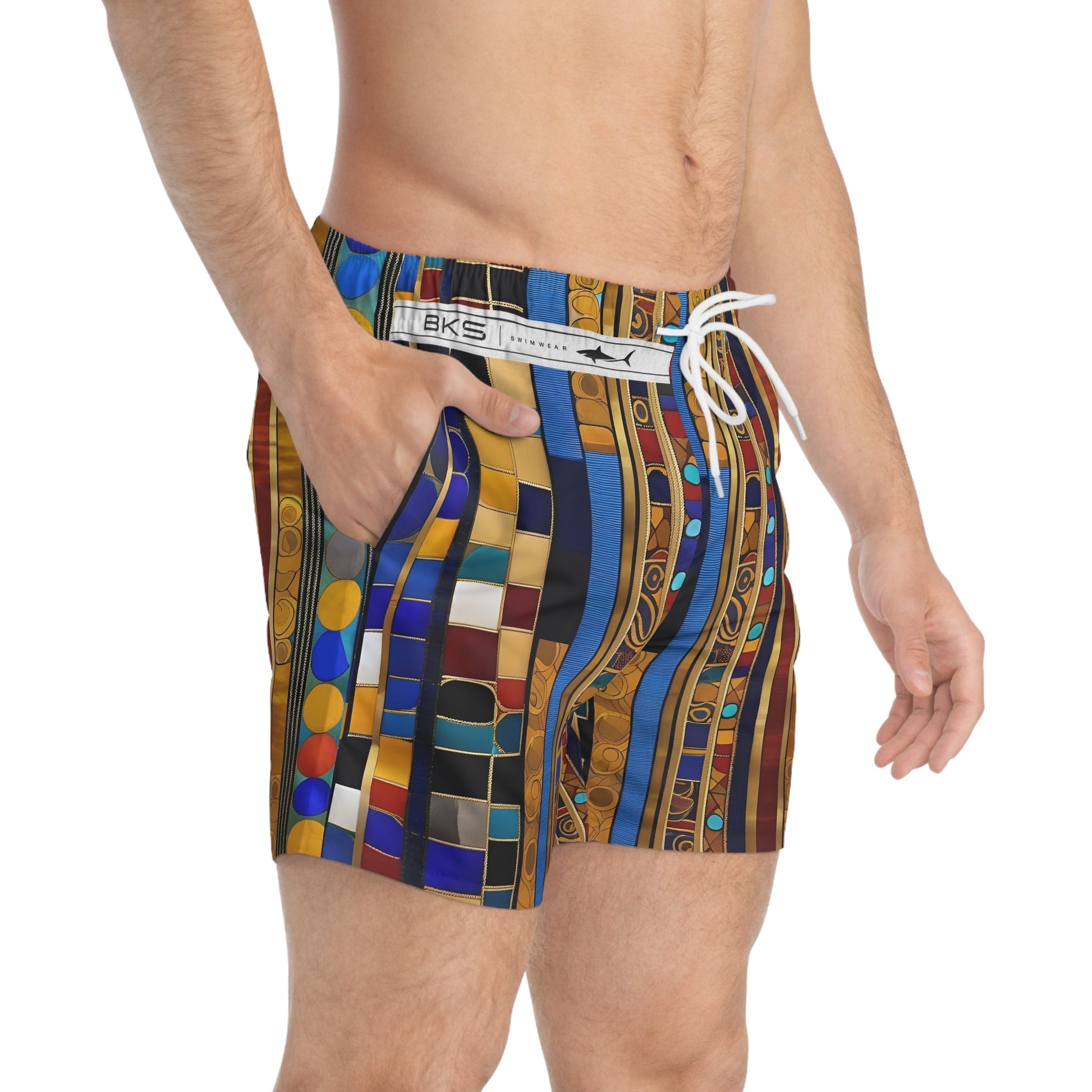 BKS Glyph Column™ Swim Trunks Printify bakabo.club