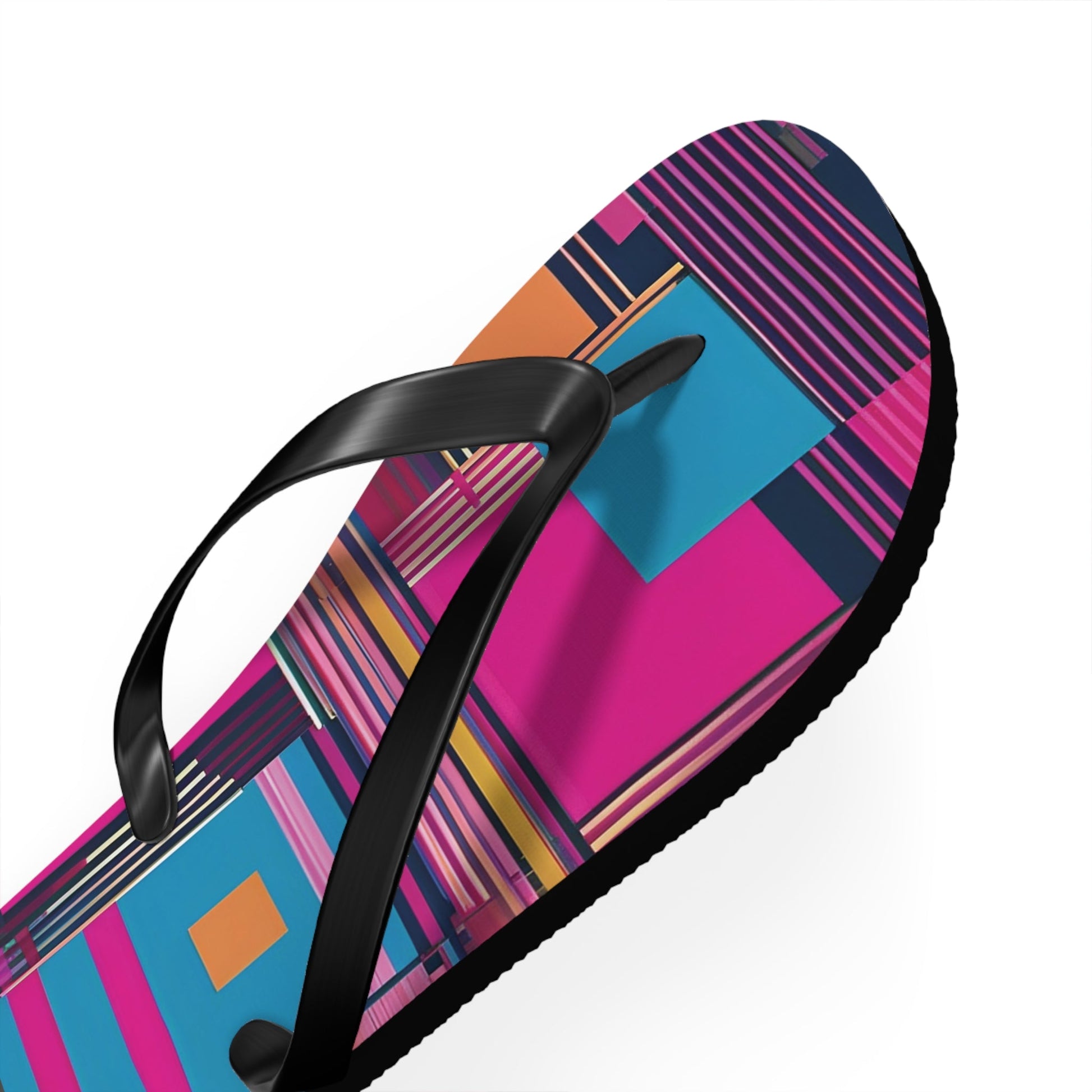 Flip Flops — Vibrant Geometric Pattern Beach Sandals Printify bakabo.club