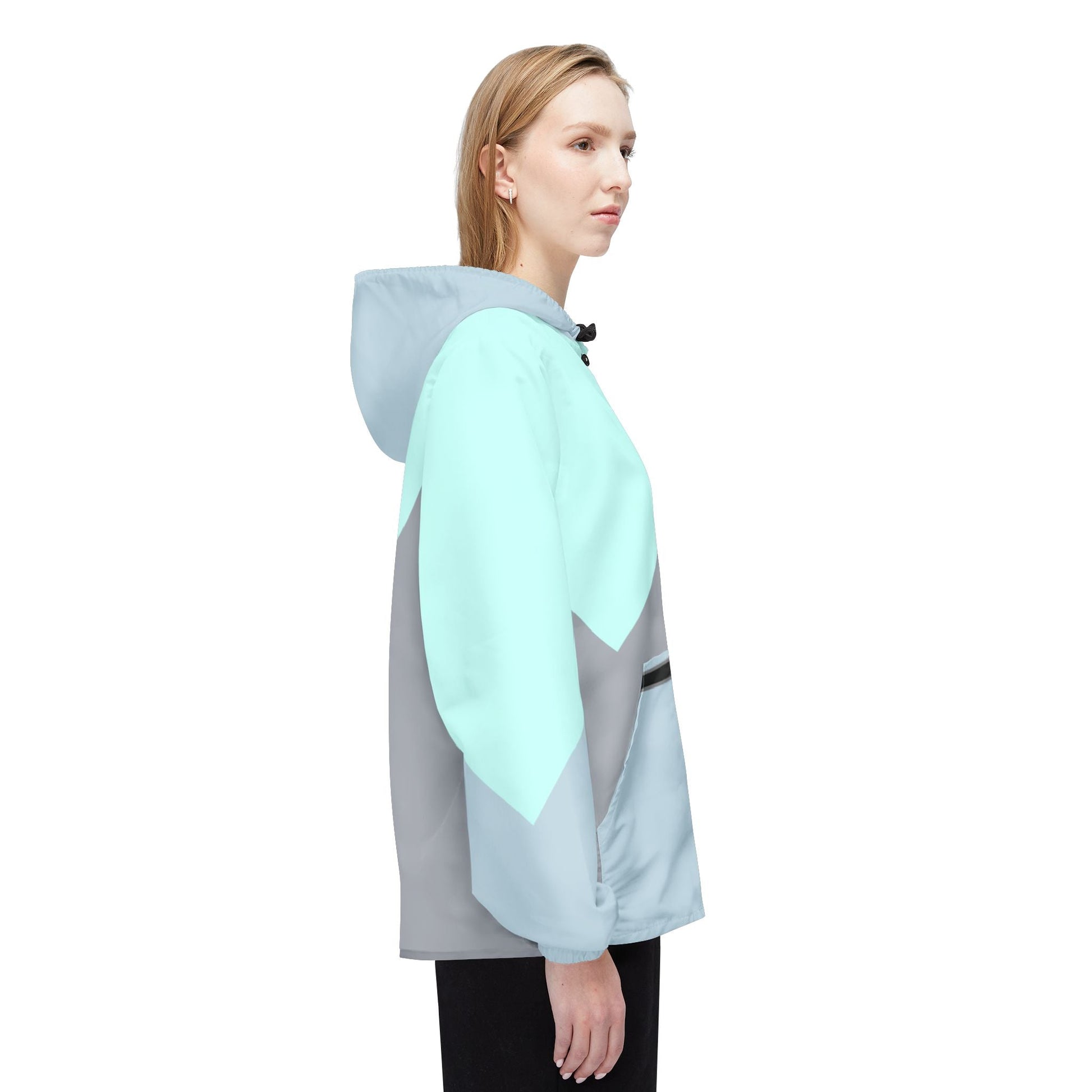 Colorblock Chevron Windbreaker Jacket — Lightweight Hooded Outdoor Shell Printify bakabo.club