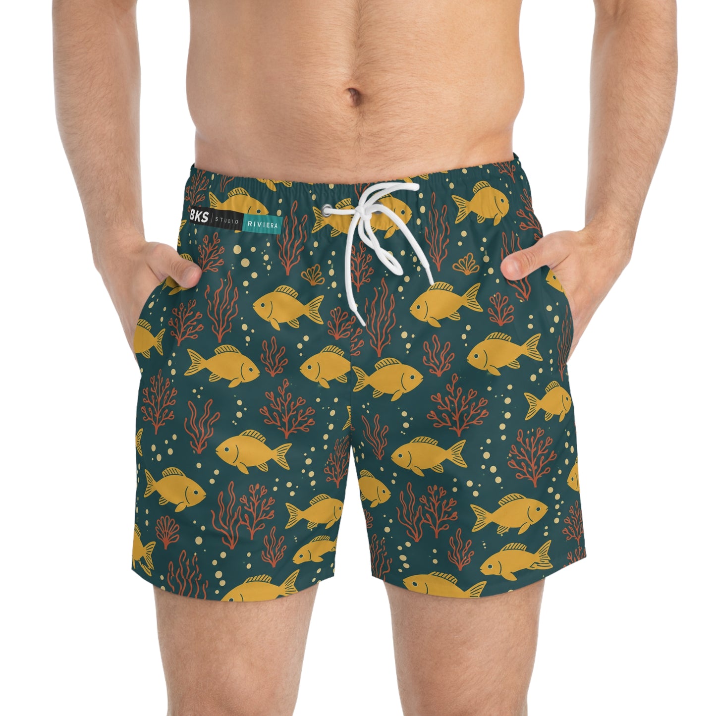 BKS Riviera Yellow Fish™ Swim Trunks