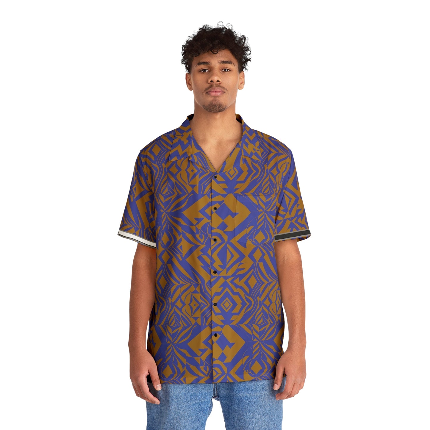 Men's Geometric Island Print Hawaiian Shirt Printify bakabo.club