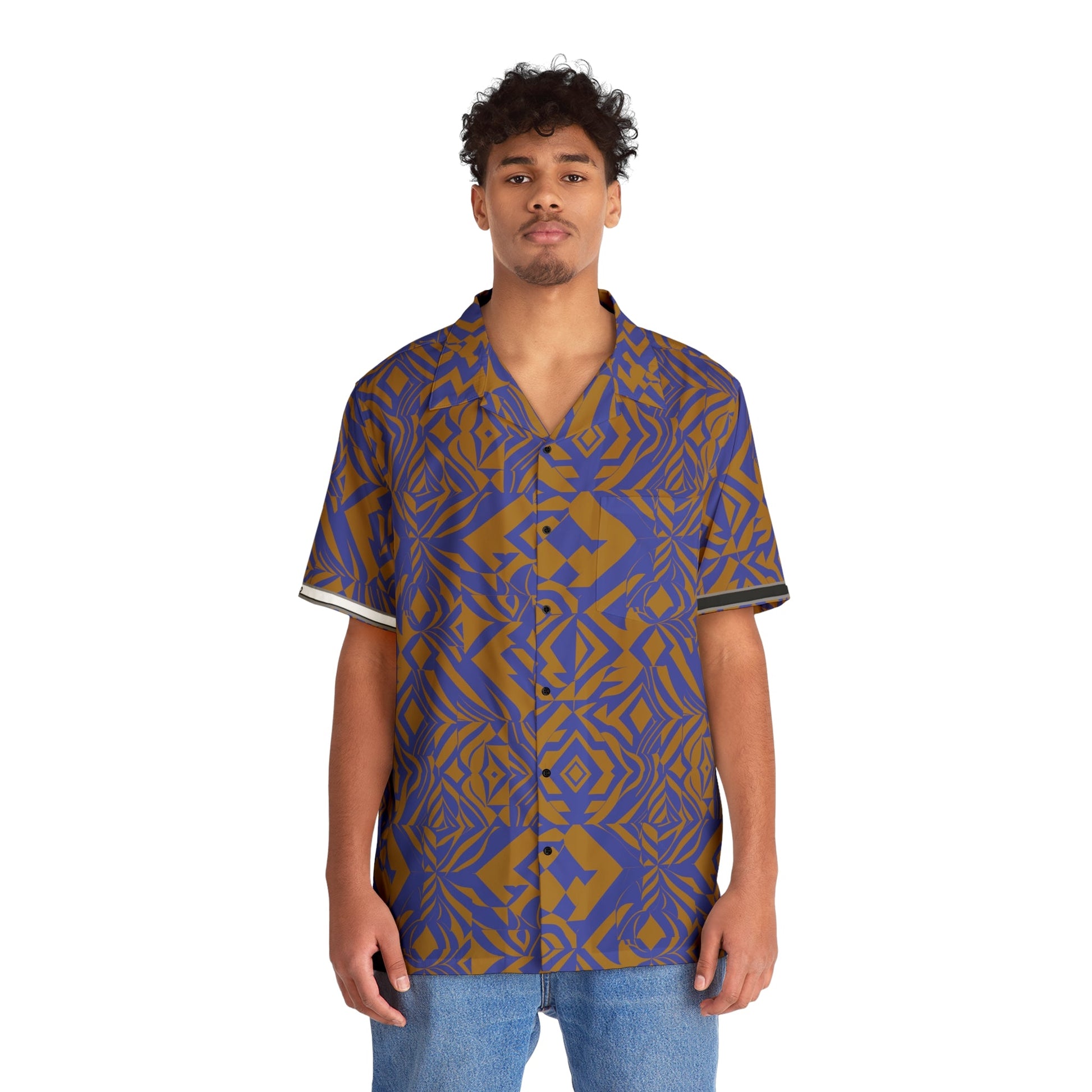 Men's Geometric Island Print Hawaiian Shirt Printify bakabo.club