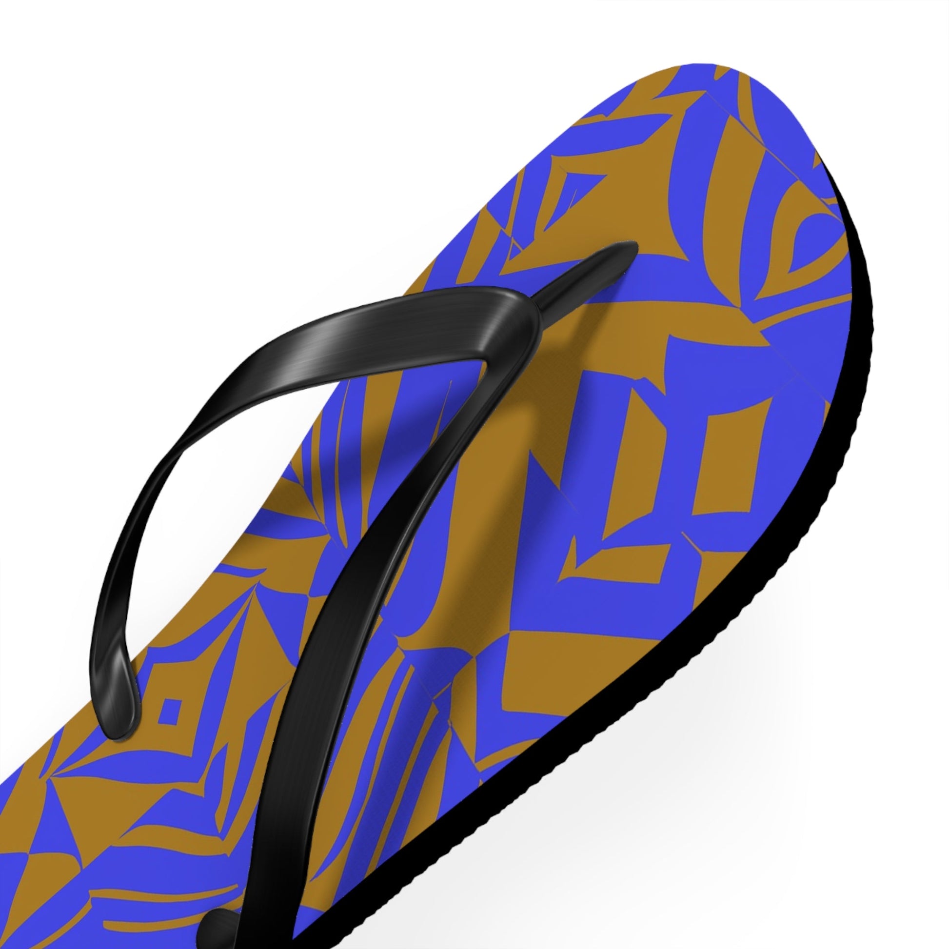 Flip Flops — Bold Geometric Blue & Gold Summer Sandals Printify bakabo.club