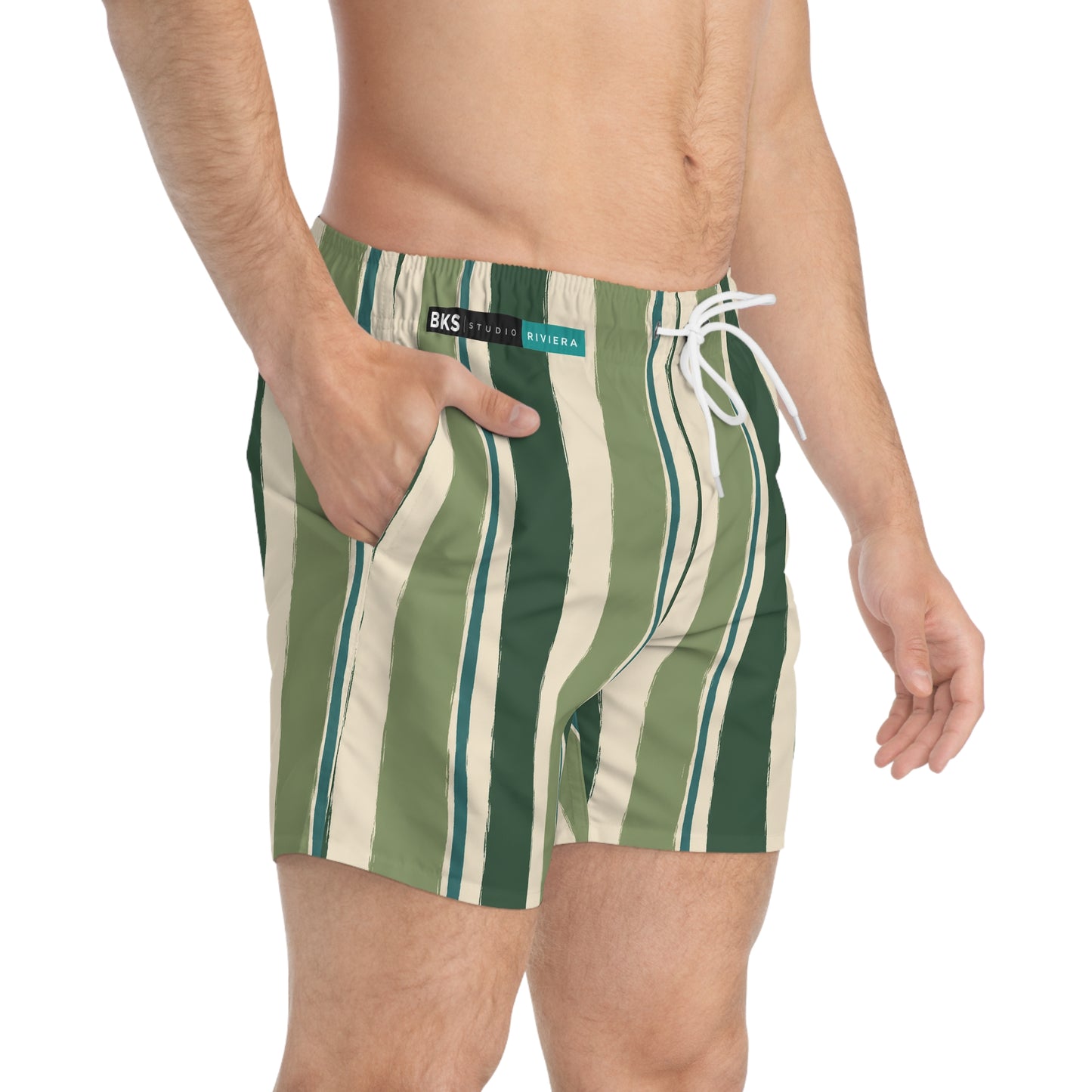 BKS Riviera Striped Green™ Swim Trunks