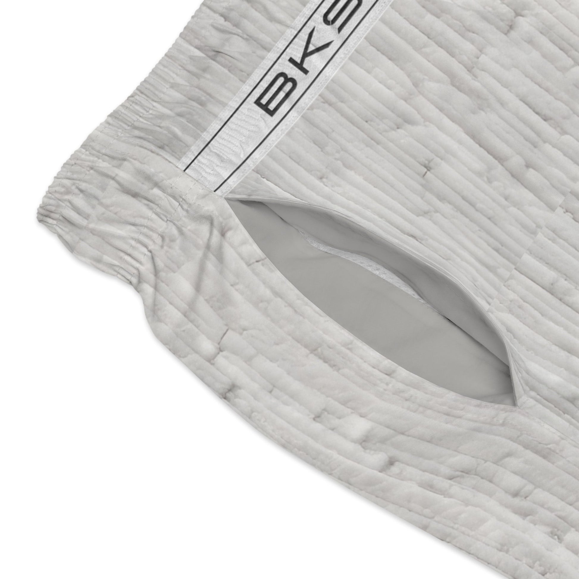 Men's Light Gray Textured Swim Trunks — Subtle Woodgrain AOP Beach Shorts Printify bakabo.club