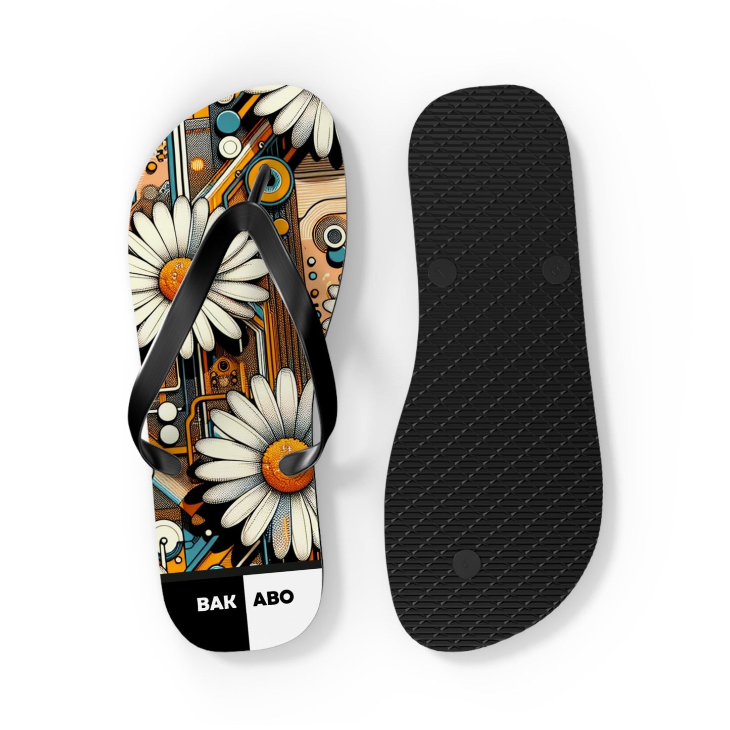 Daisy Retro Flip Flops — Boho Floral Beach Sandals Printify bakabo.club