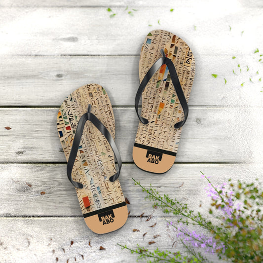 Egyptian Hieroglyph Flip Flops – Ancient Script Beach Sandals Printify bakabo.club