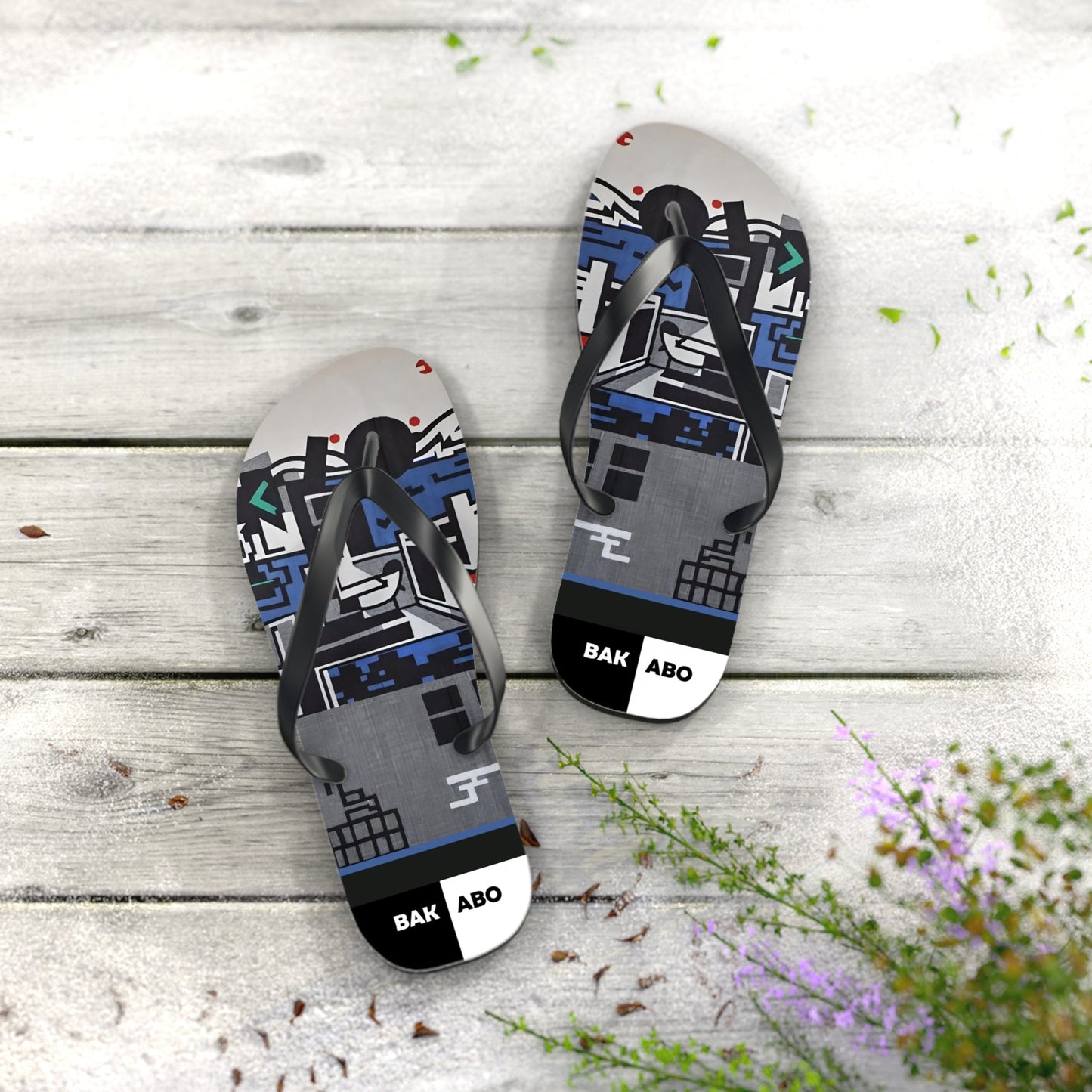 Abstract Urban Graffiti Flip Flops — BAK ABO Graphic Beach Sandals Printify bakabo.club