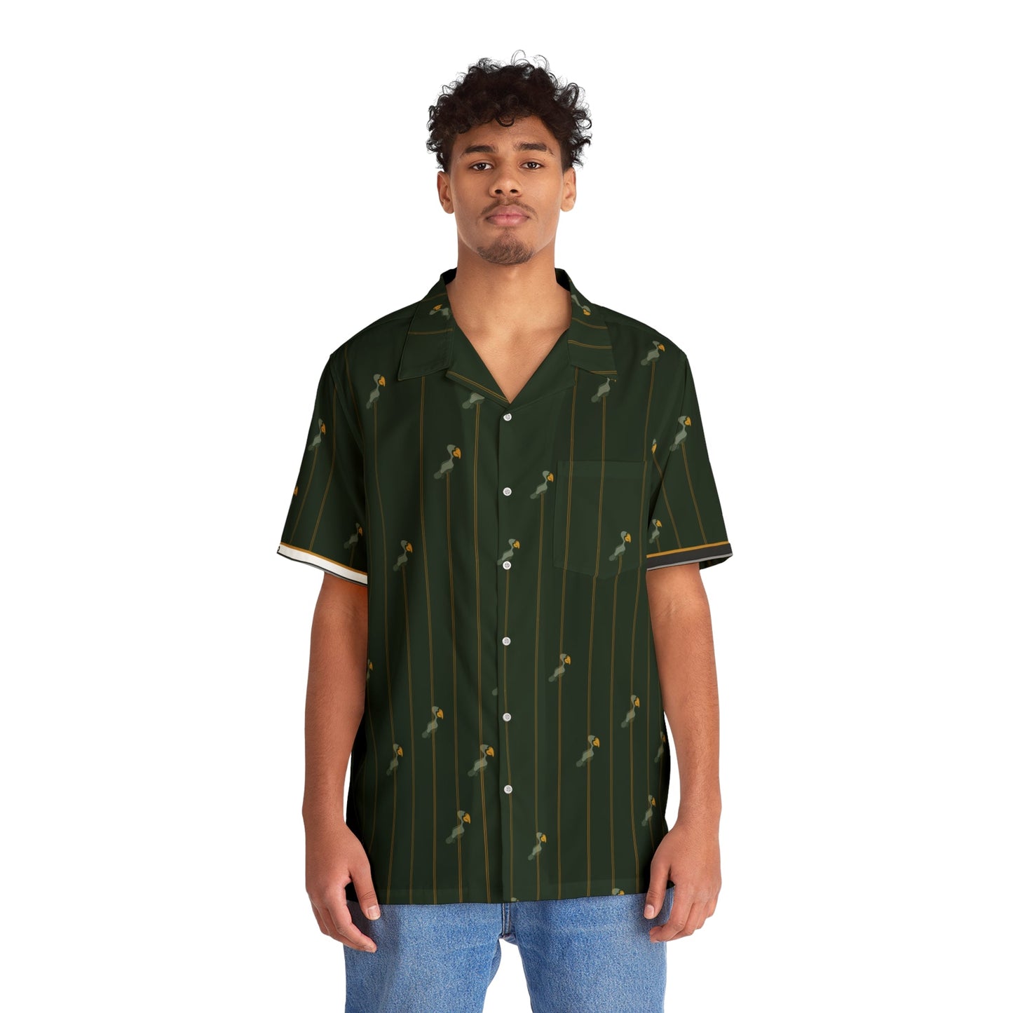 Men's Hawaiian Shirt — Dark Plum Stripe with Small Palm Pattern Printify bakabo.club