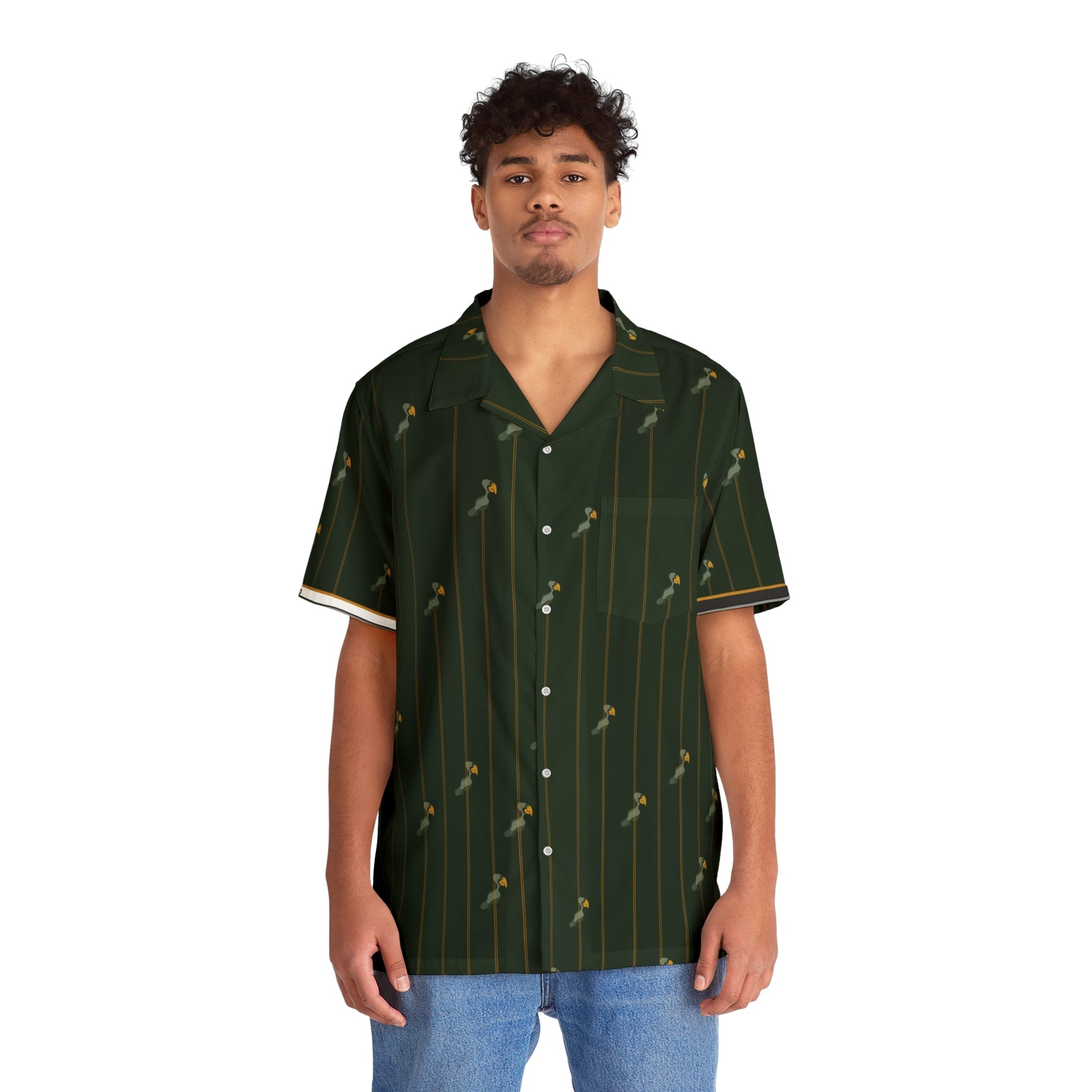 Men's Hawaiian Shirt — Dark Plum Stripe with Small Palm Pattern Printify bakabo.club