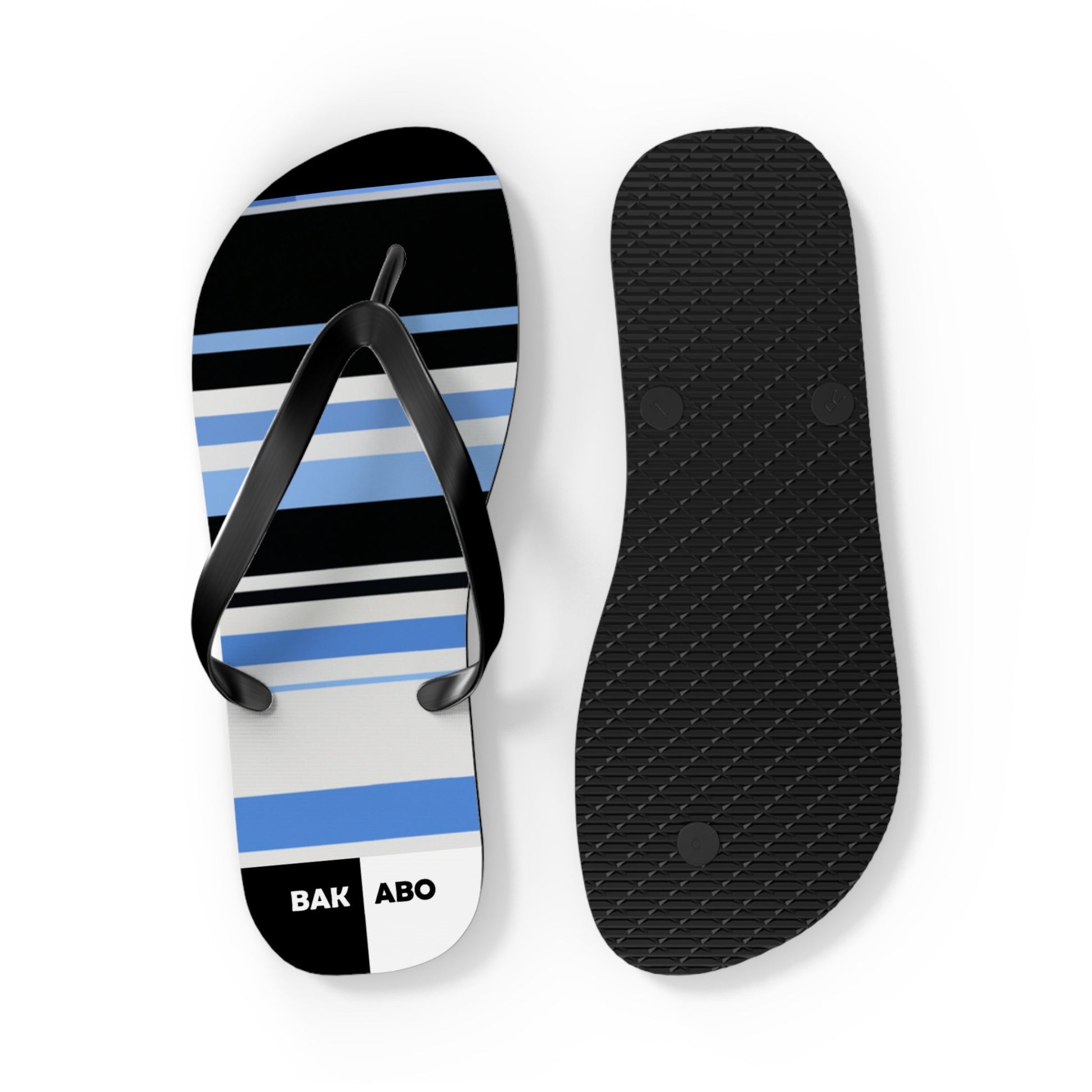 Striped Blue & Black Flip Flops – Lightweight Summer Beach Sandals Printify bakabo.club